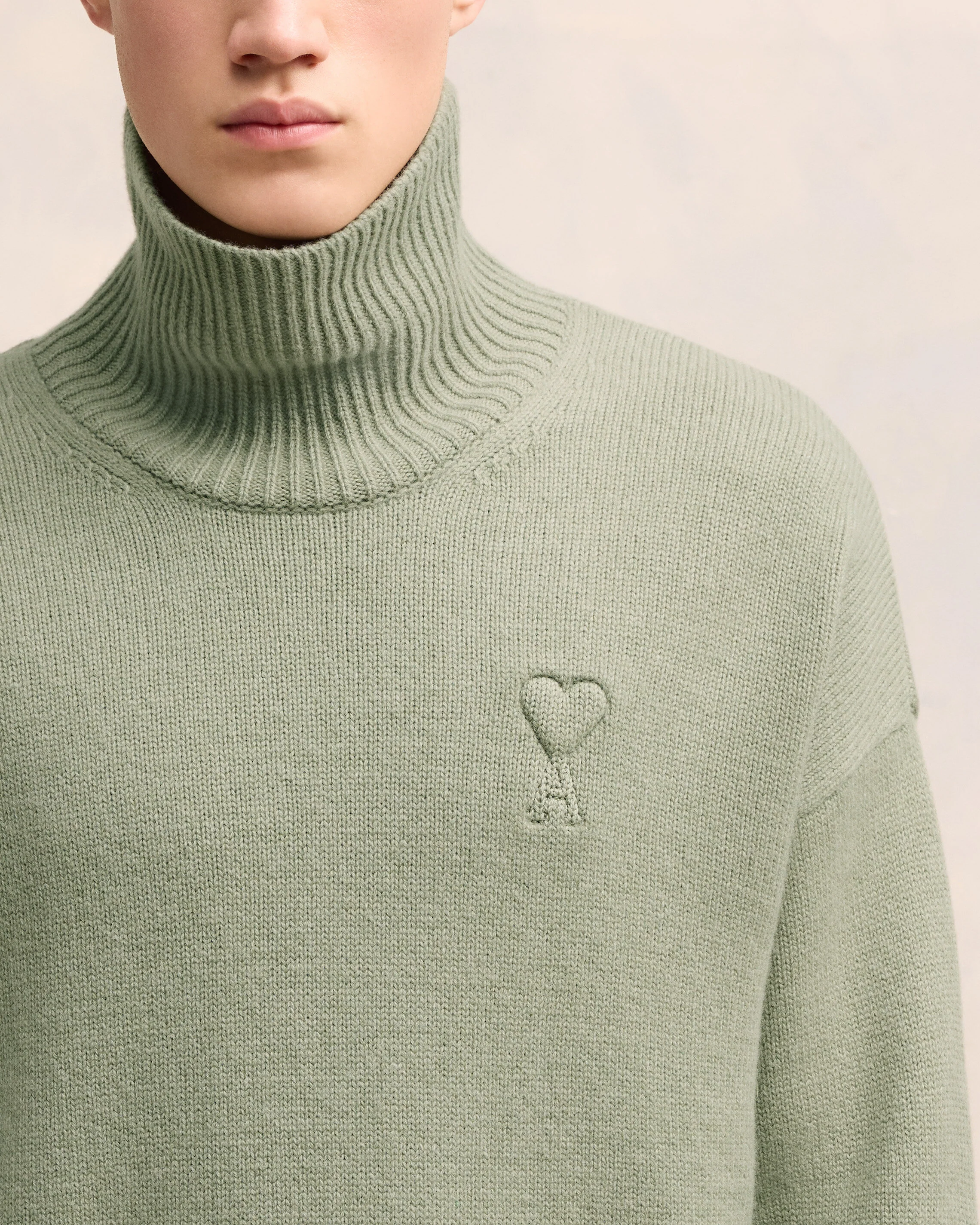 Embossed Ami de Coeur Funnel Neck Sweater