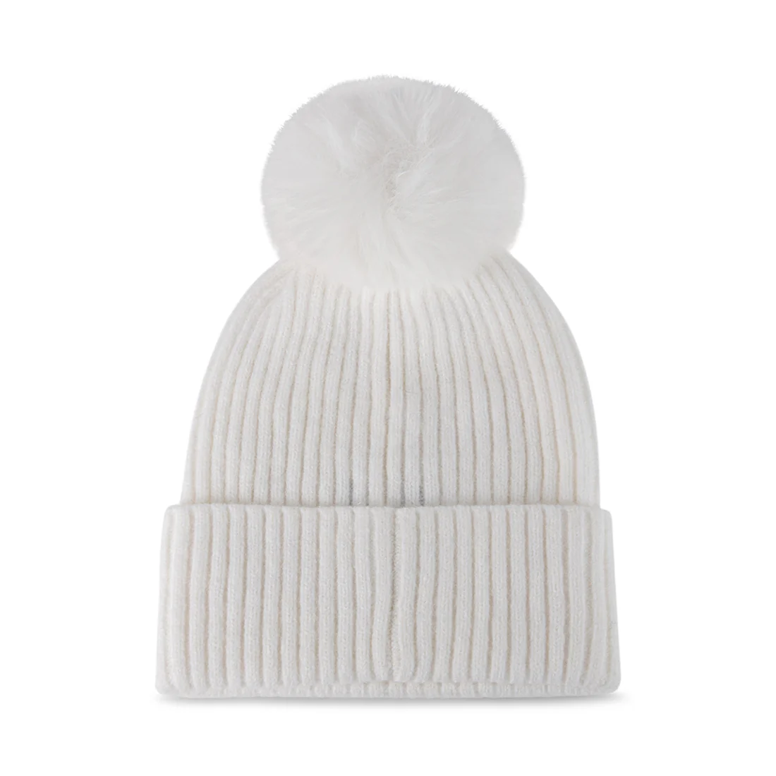 RHINESTONE RIB POM BEANIE NATURAL