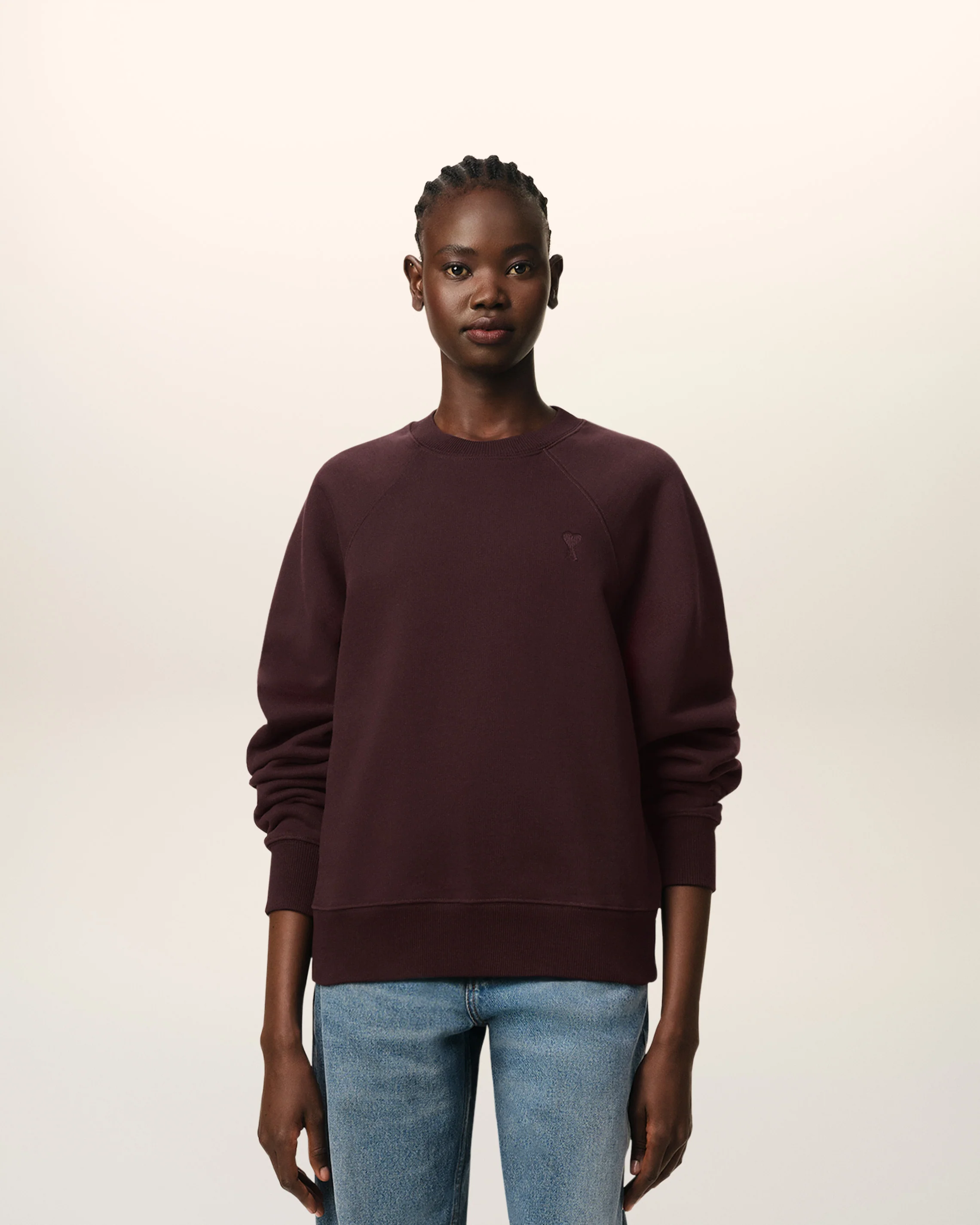 Burgundy Cotton Tonal Ami de Coeur Sweatshirt