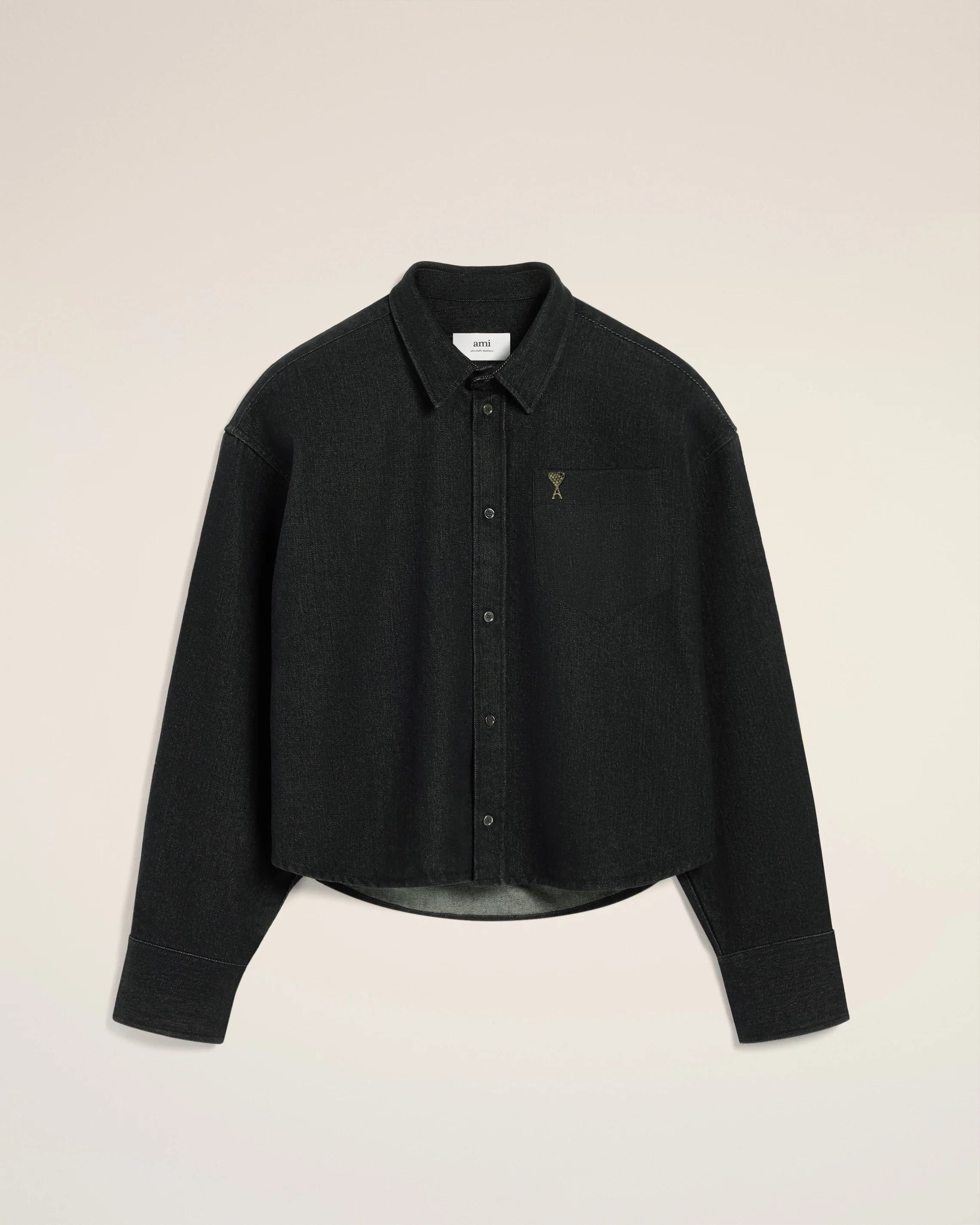 Black Cotton Cropped Ami De Coeur Shirt