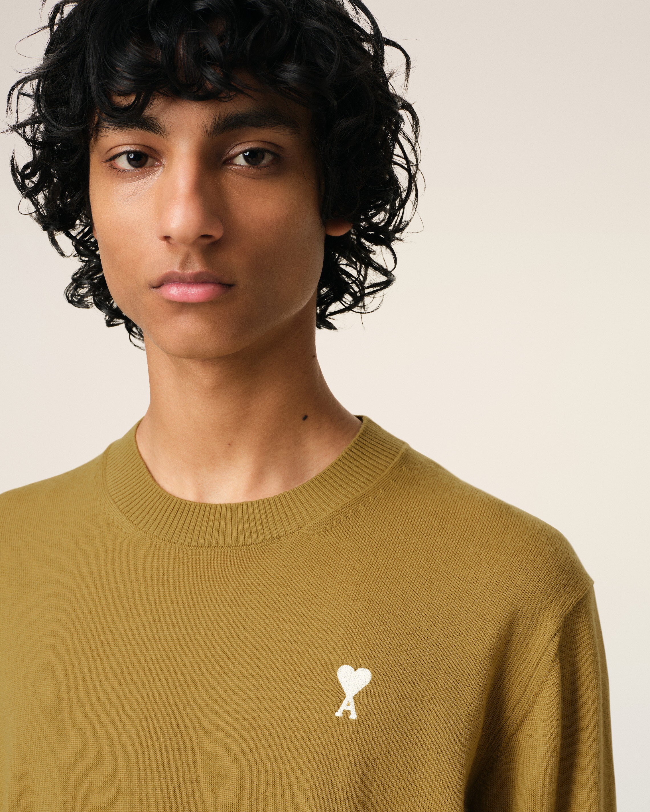 Mustard Wool Ami de Coeur Crew Neck Sweater