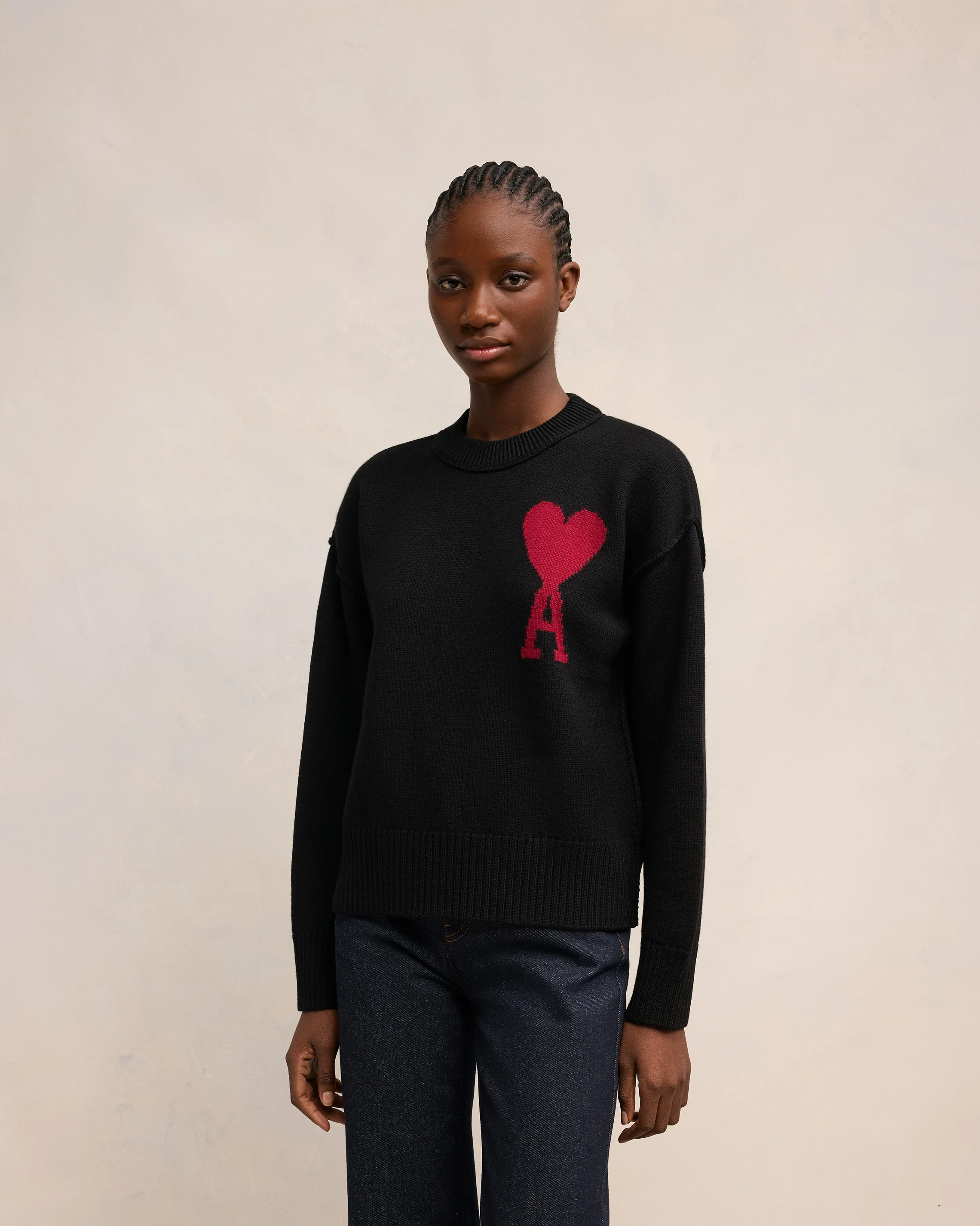 Black Wool Ami de Coeur Sweater