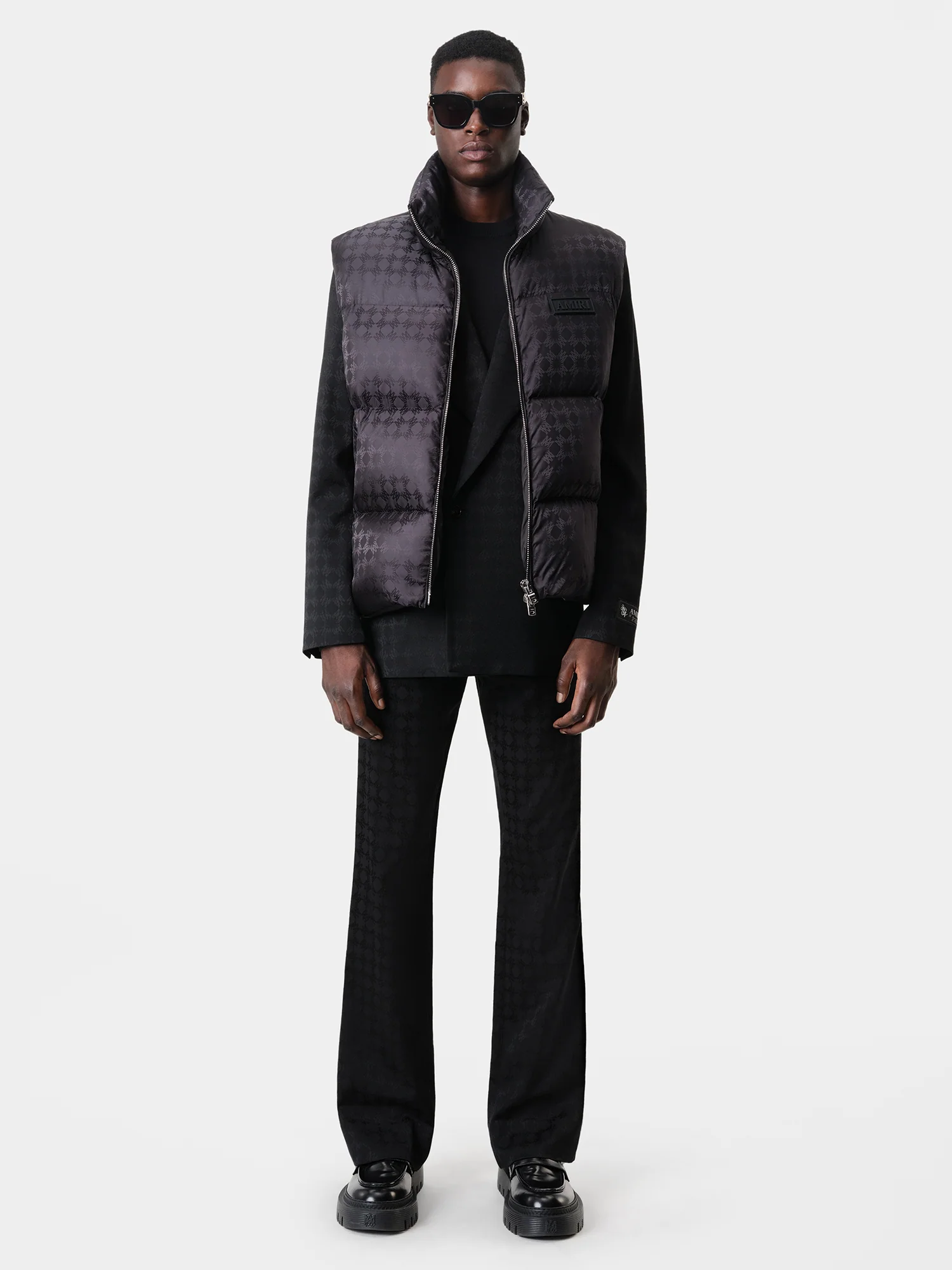 MA QUAD JACQUARD DOWN GILET - Black