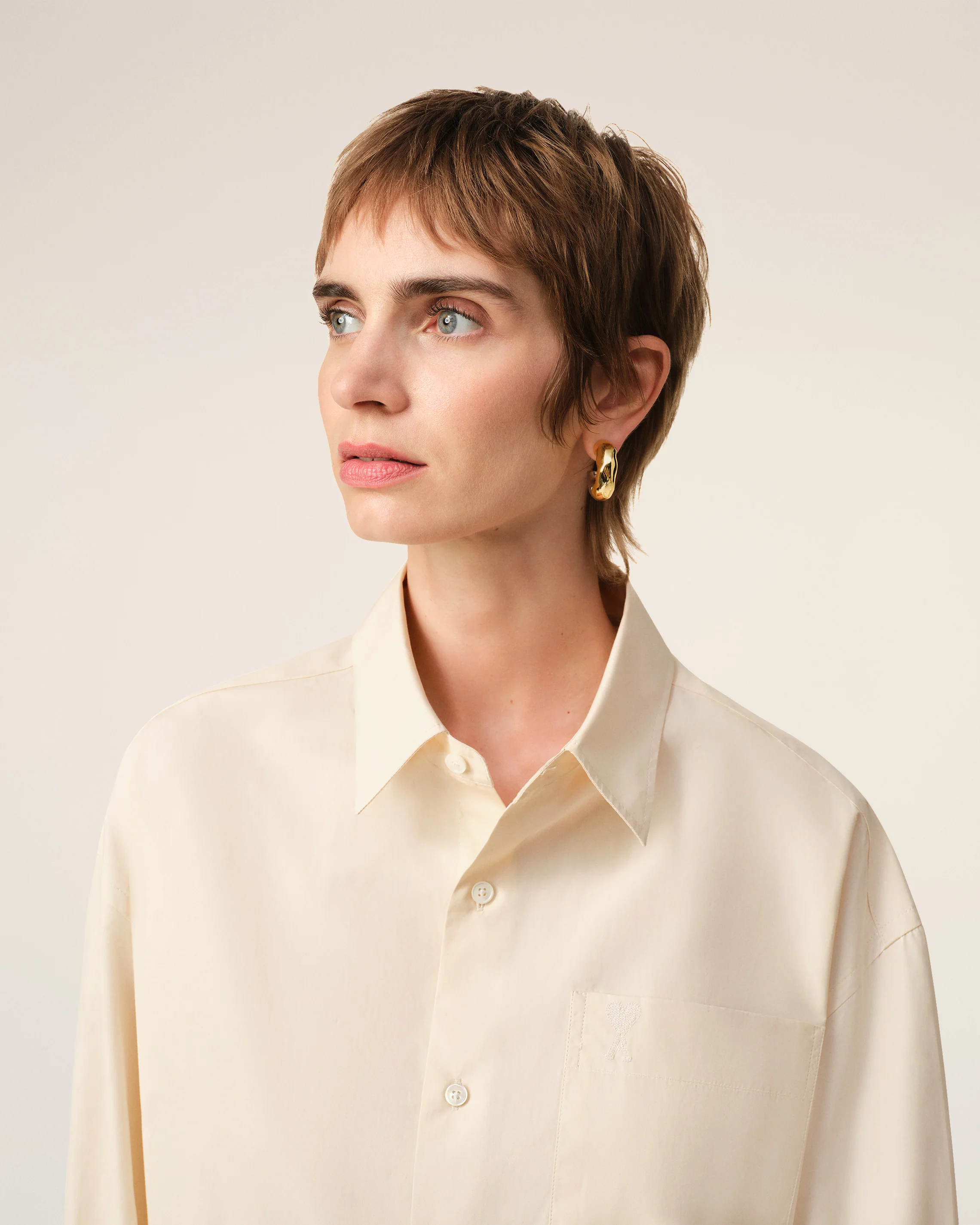 Beige Cotton Ami de Coeur Boxy Shirt