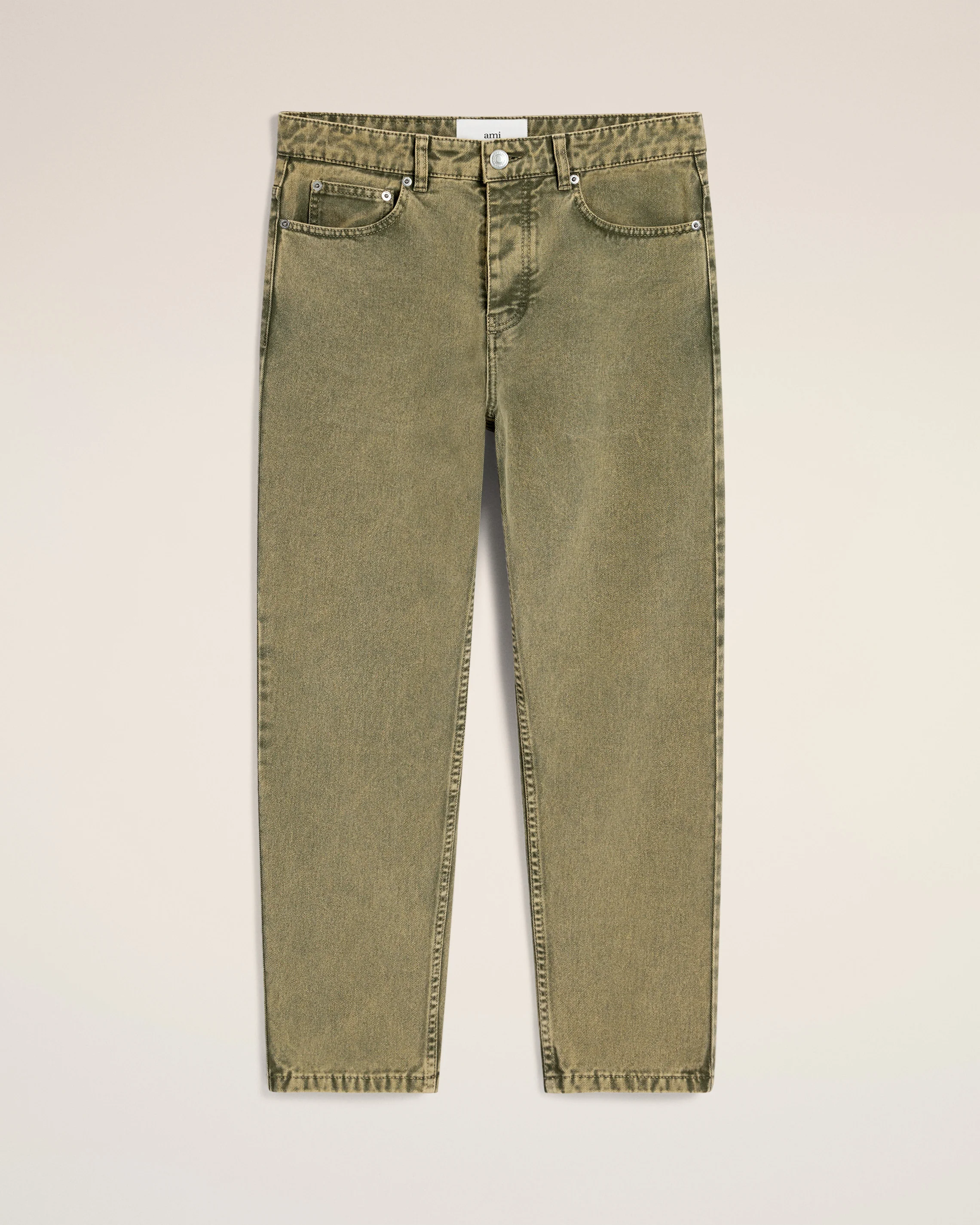 Green Cotton Tapered Fit Jeans