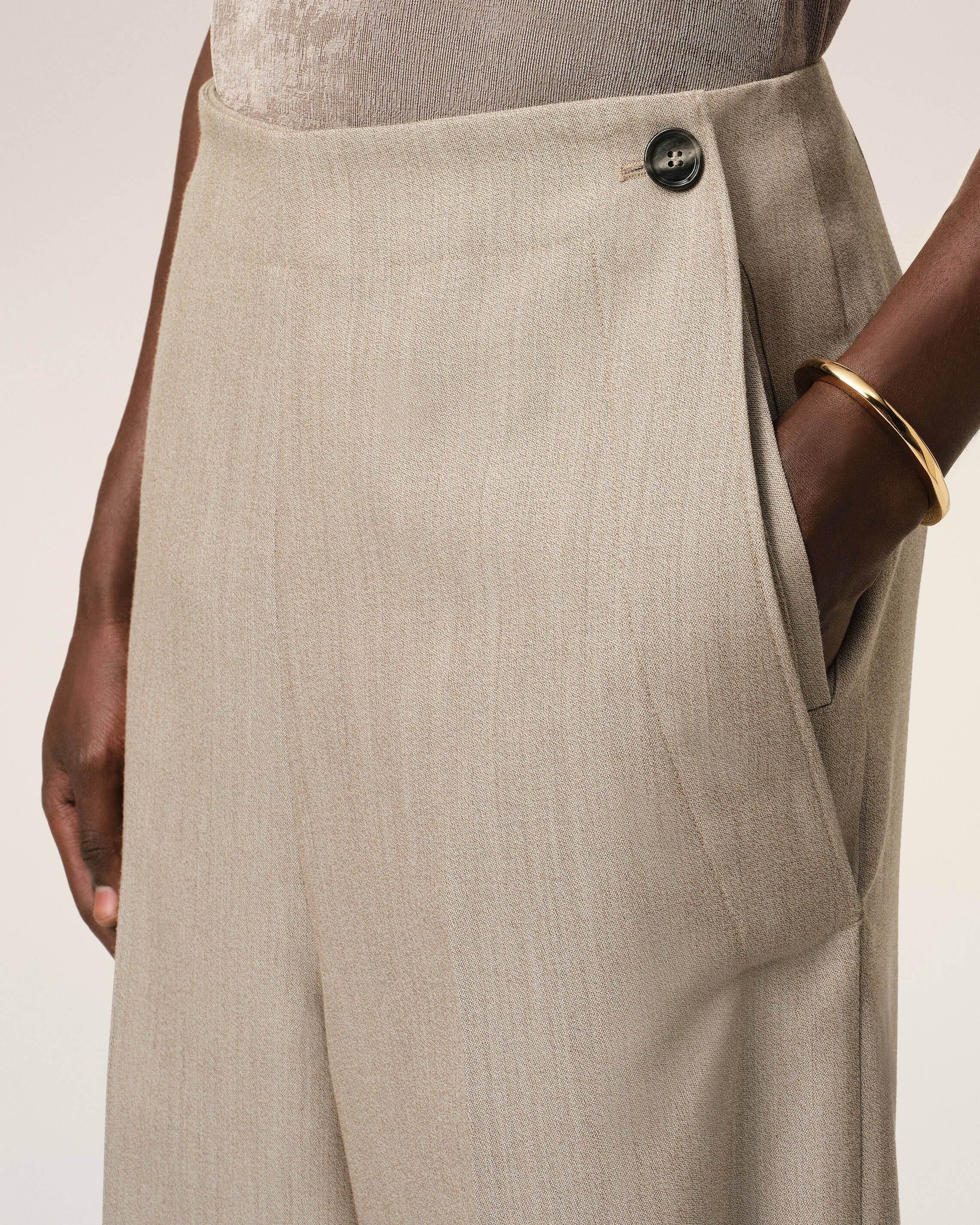 Beige New Wool Sailor Trousers