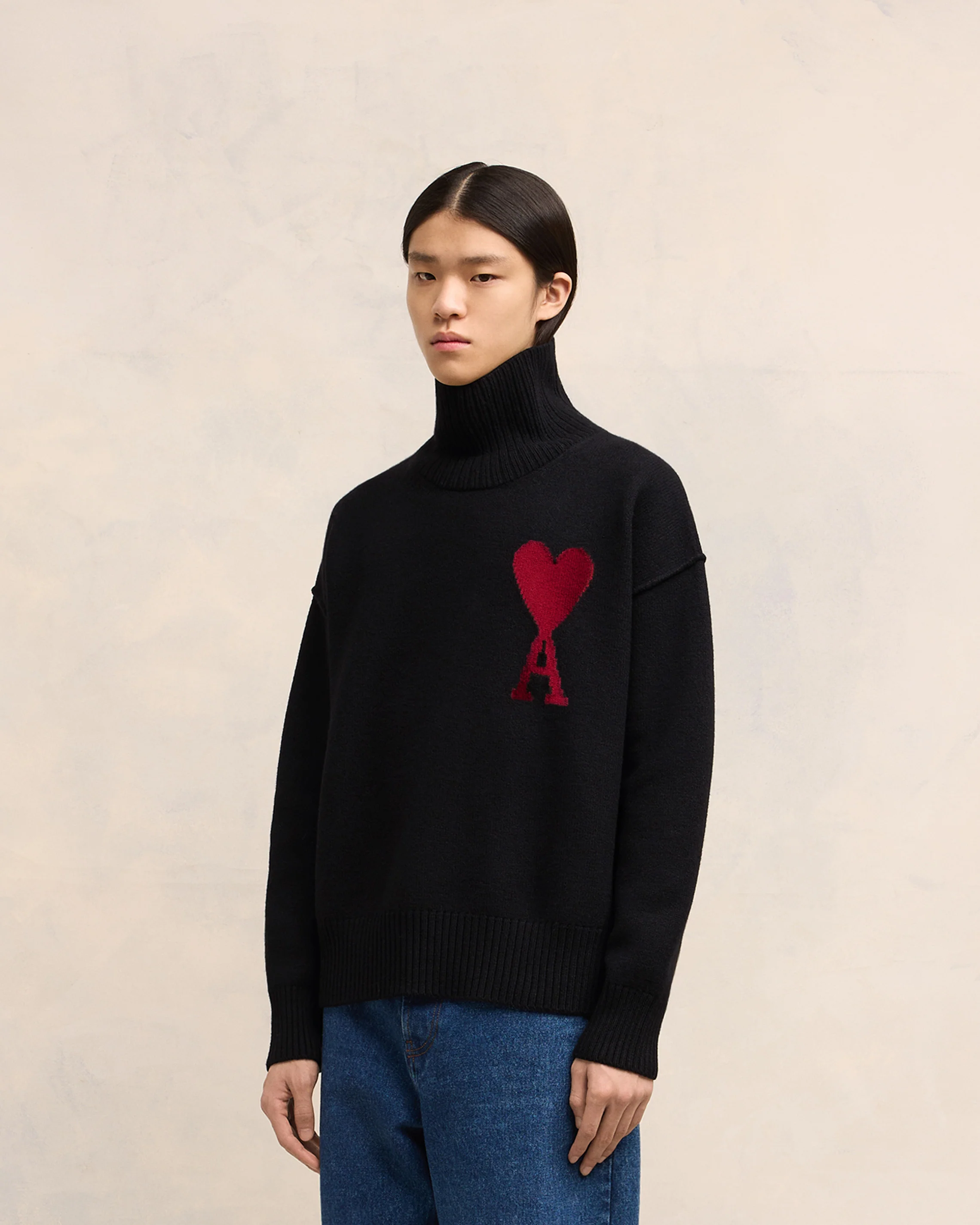 Black Wool Ami de Coeur Sweater