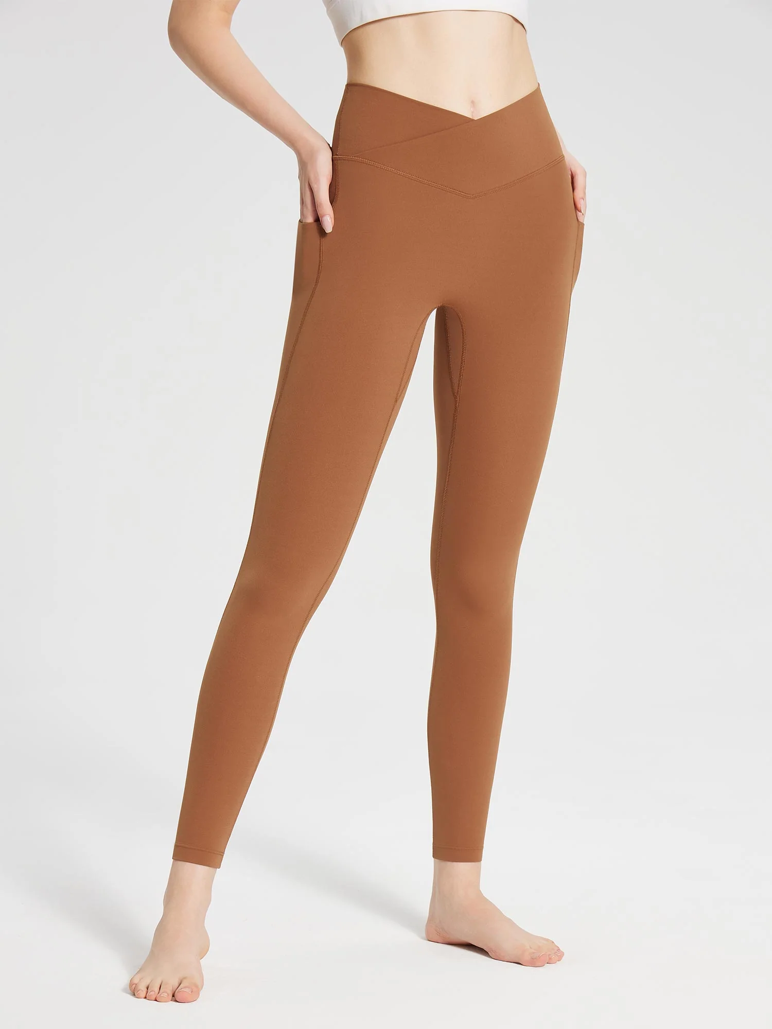 Lycra Cross-Waist High-Rise Leggings