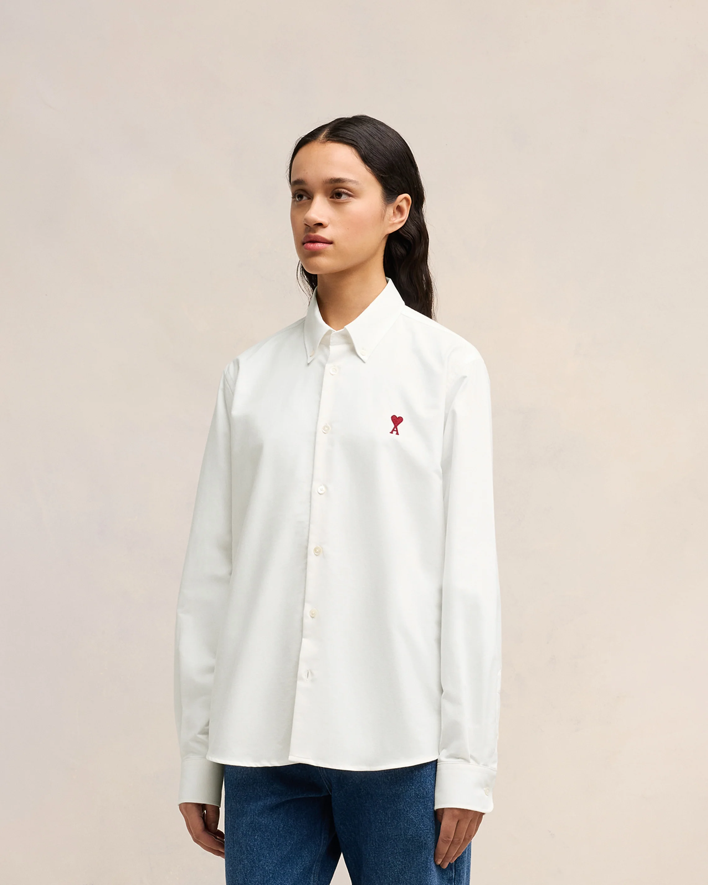 White Cotton Button-Down Ami de Coeur Shirt