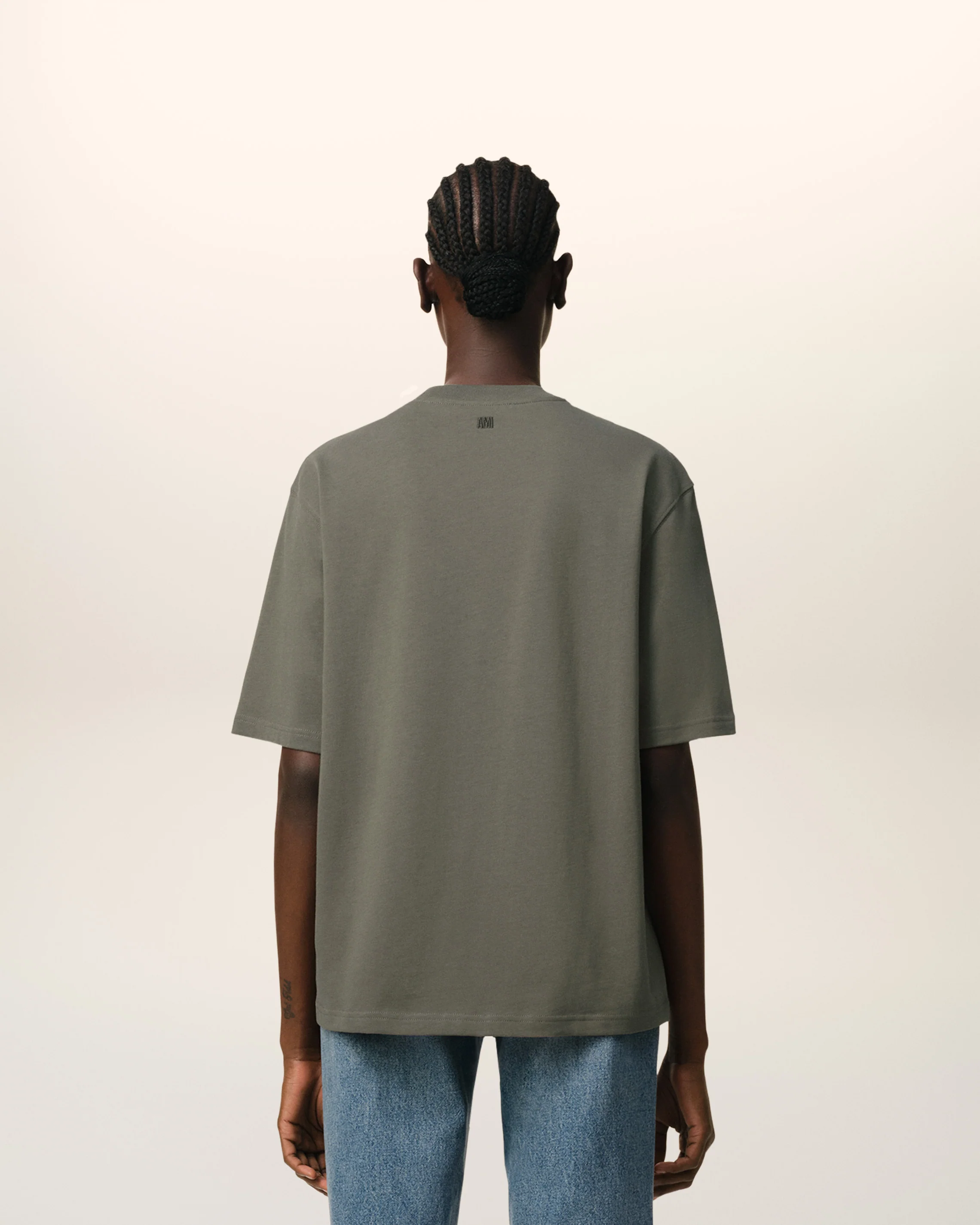 Taupe Cotton Tonal Ami de Coeur T-Shirt