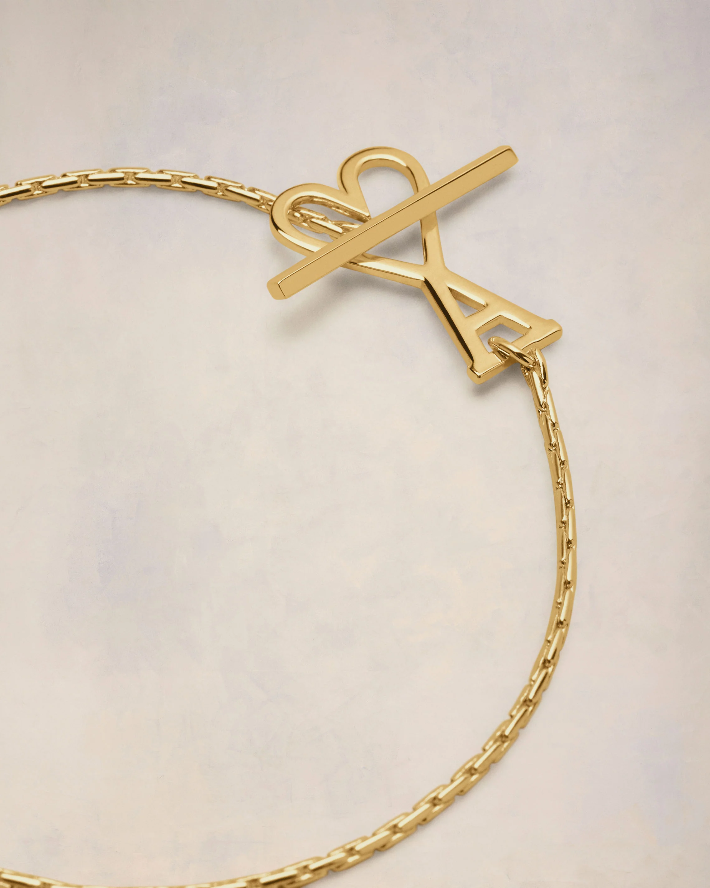 Gold Brass Ami de Coeur Chain Bracelet