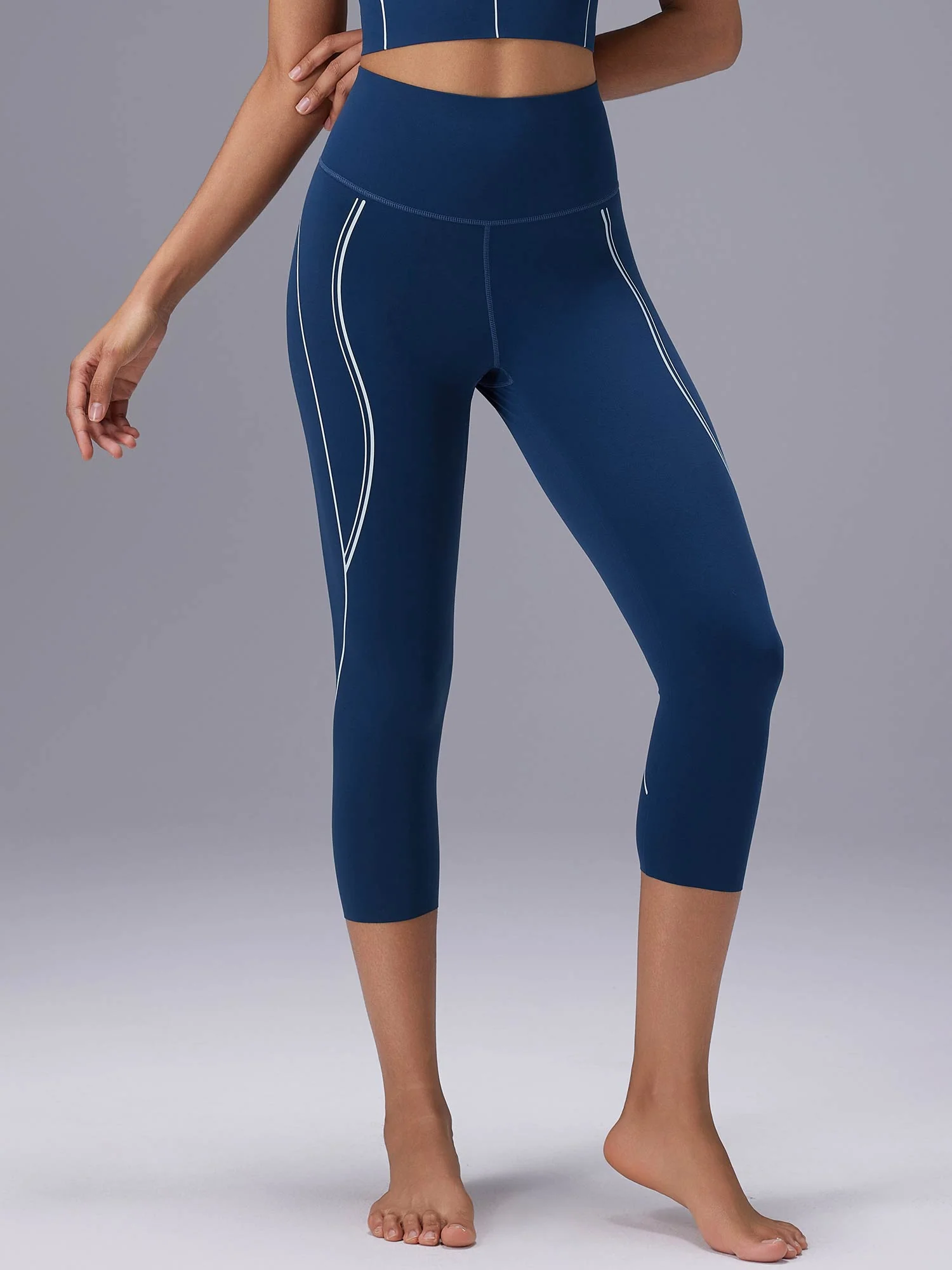 Freeleaf 19 High Rise Stripe Print Capris