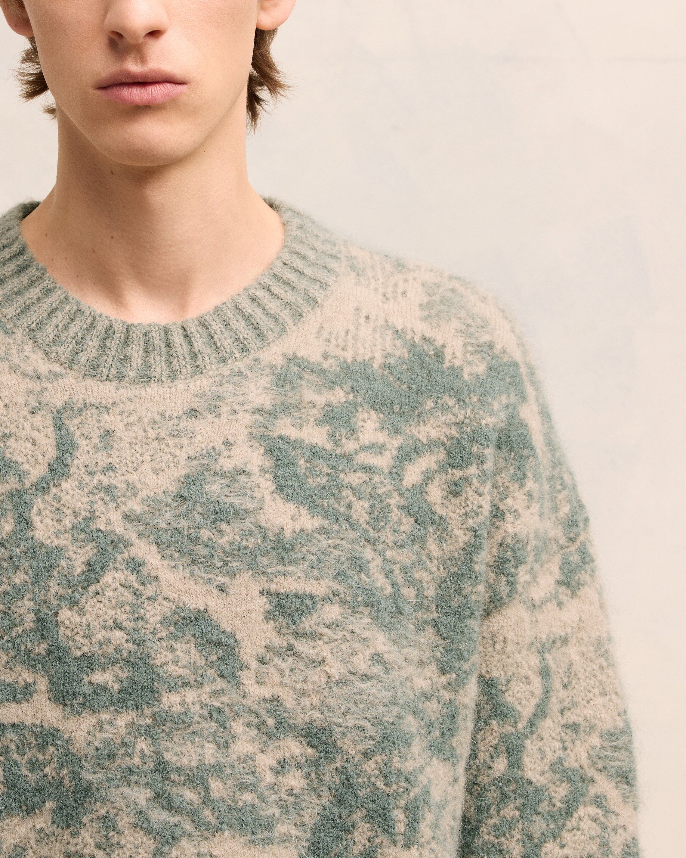Alpaca Mohair Jacquard Crewneck