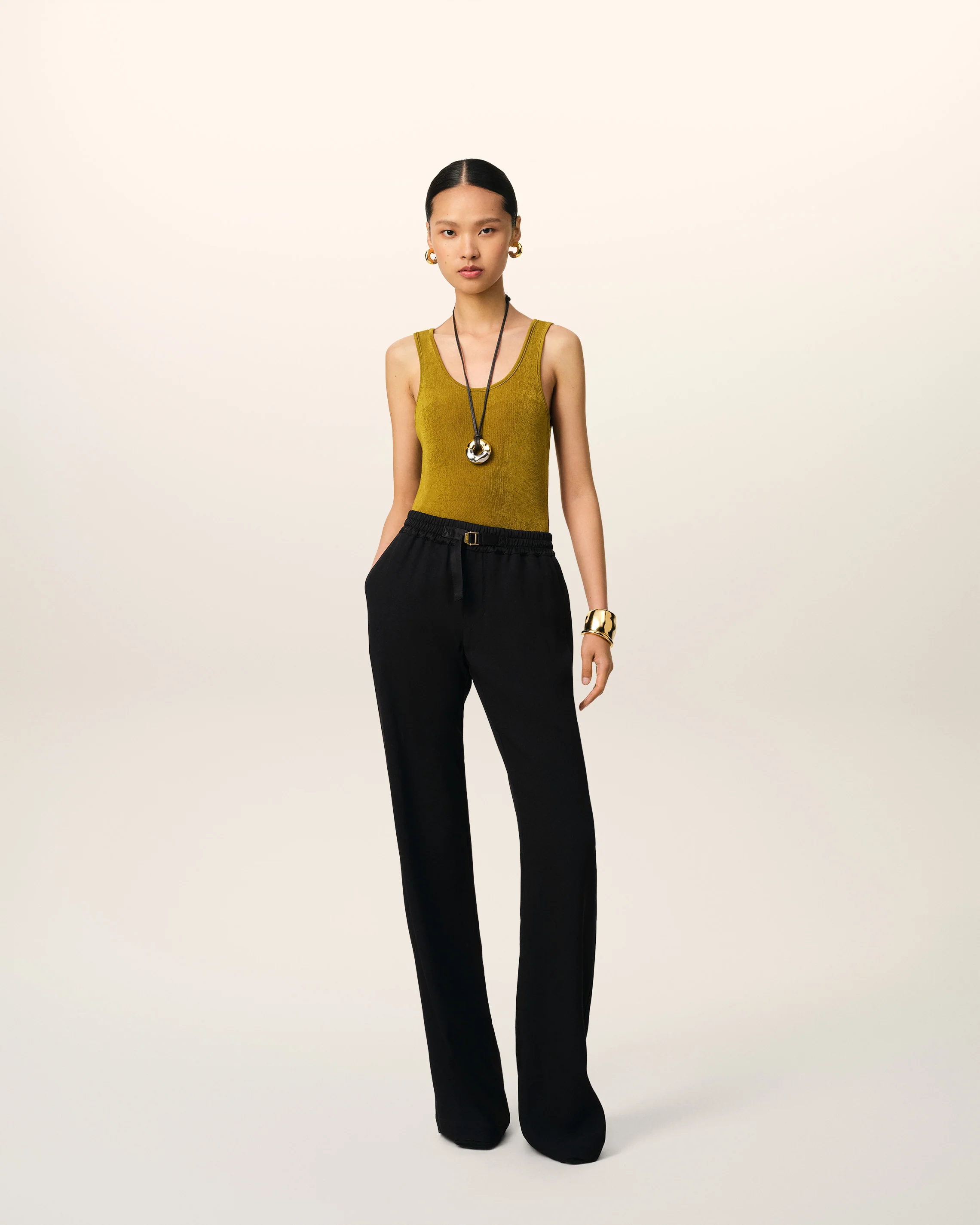 Black Flare Fit Elasticated Trousers