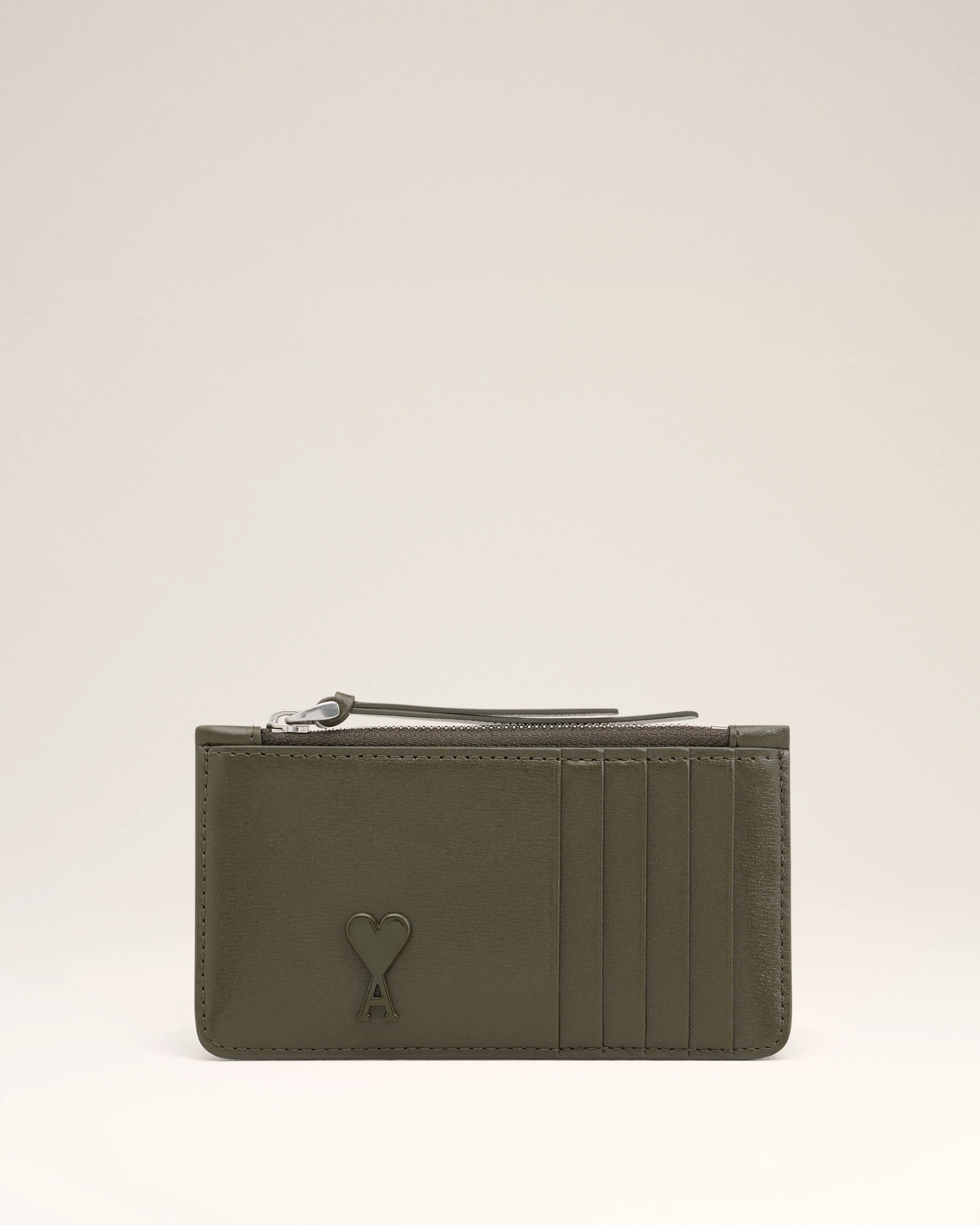 Green Leather Zipped Card Holder