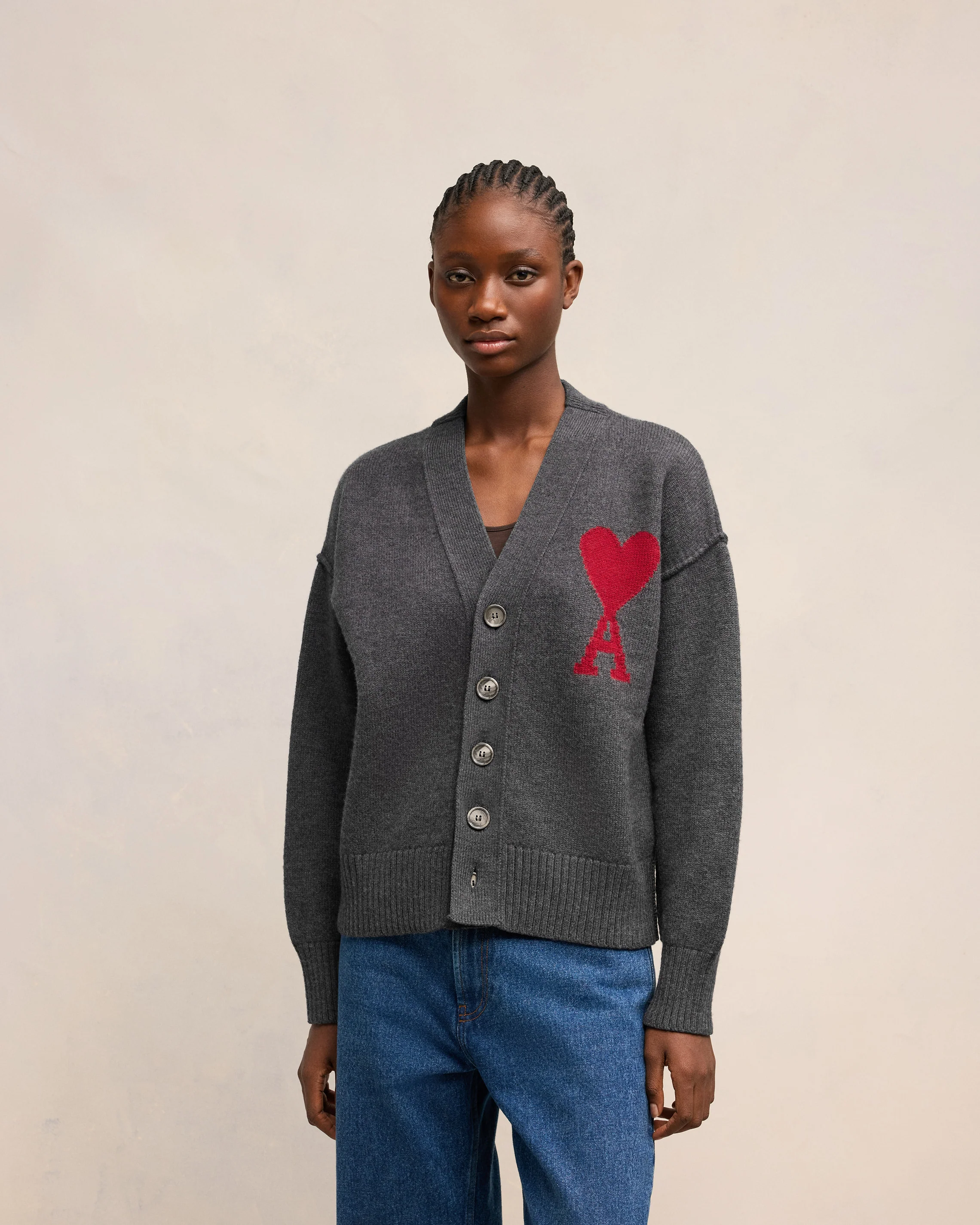 Grey Wool Ami de Coeur Cardigan