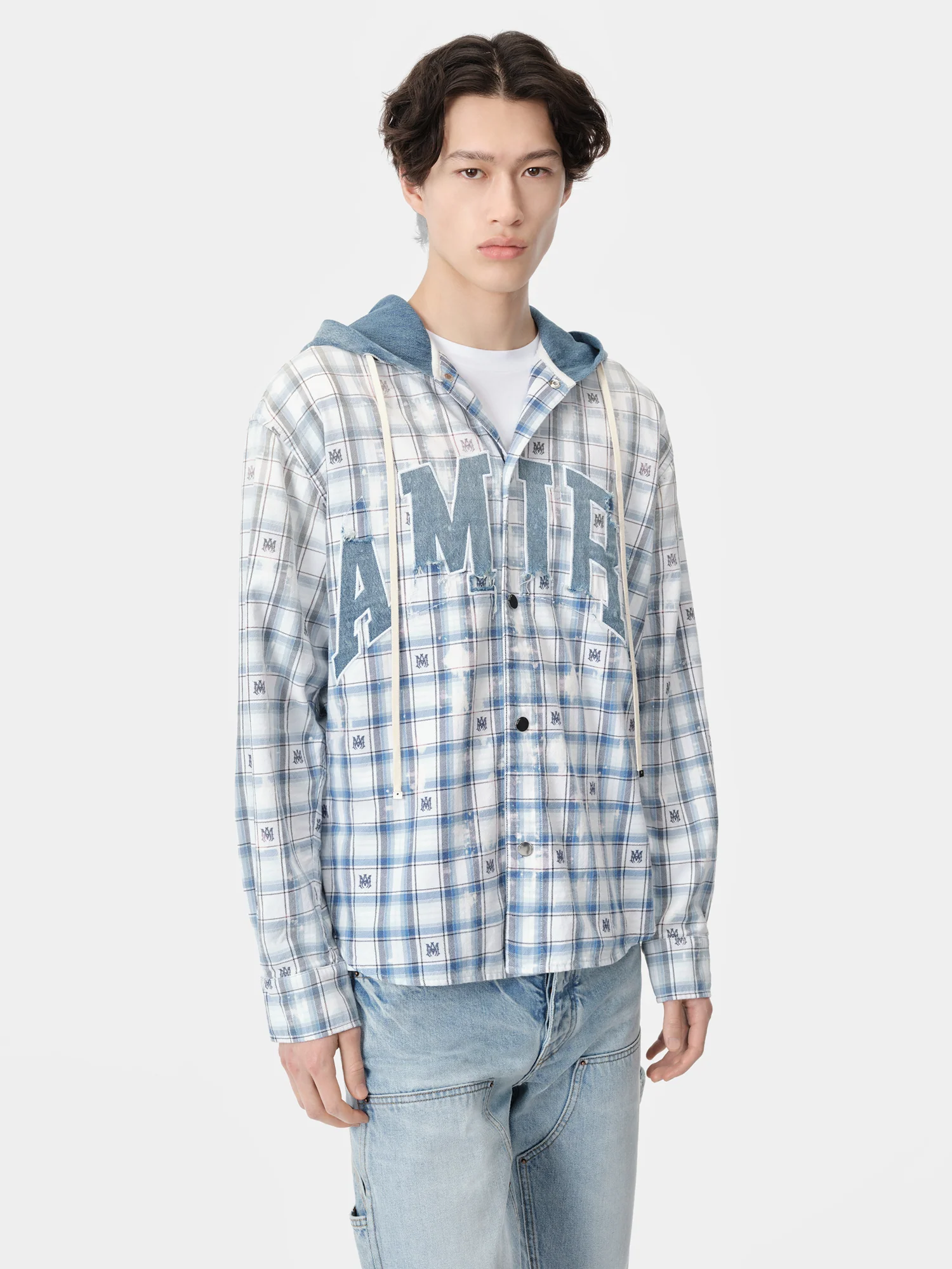 AMIRI HOODED OVERSHIRT - Cerulean