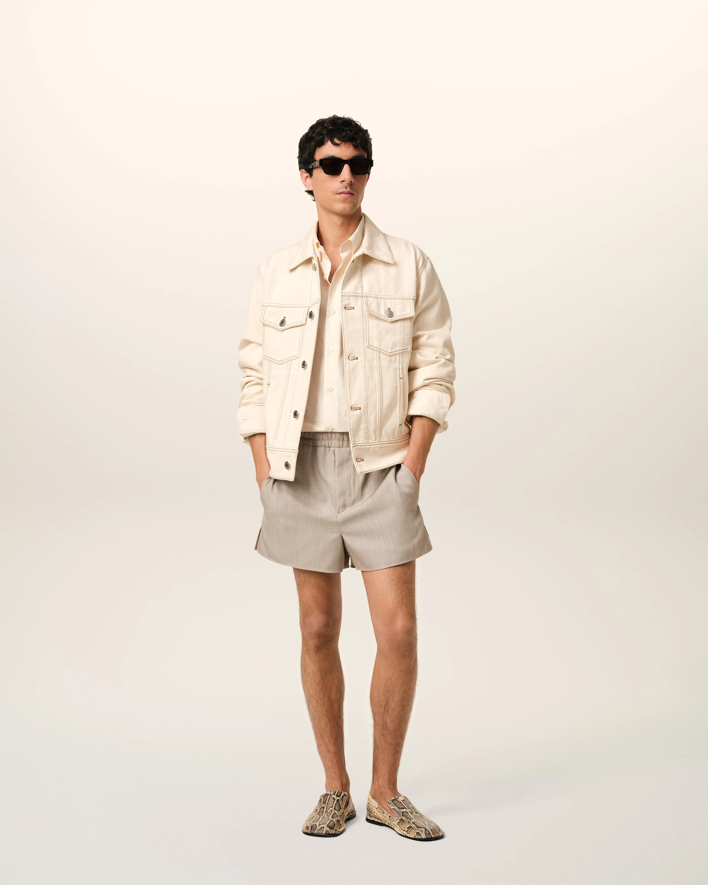 Beige Cotton Ami Paris Trucker Jacket