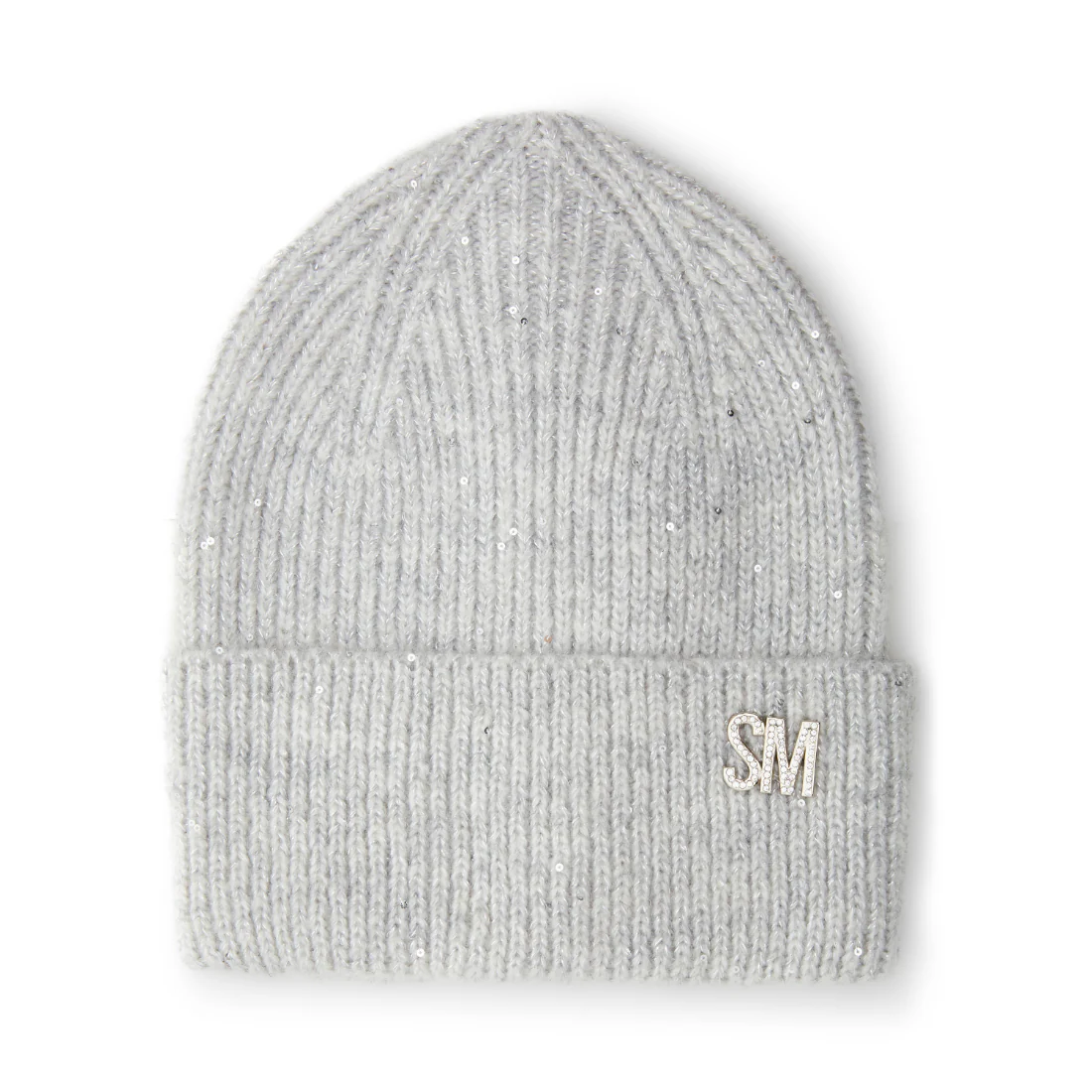 METALLIC THREAD RIB BEANIE GREY