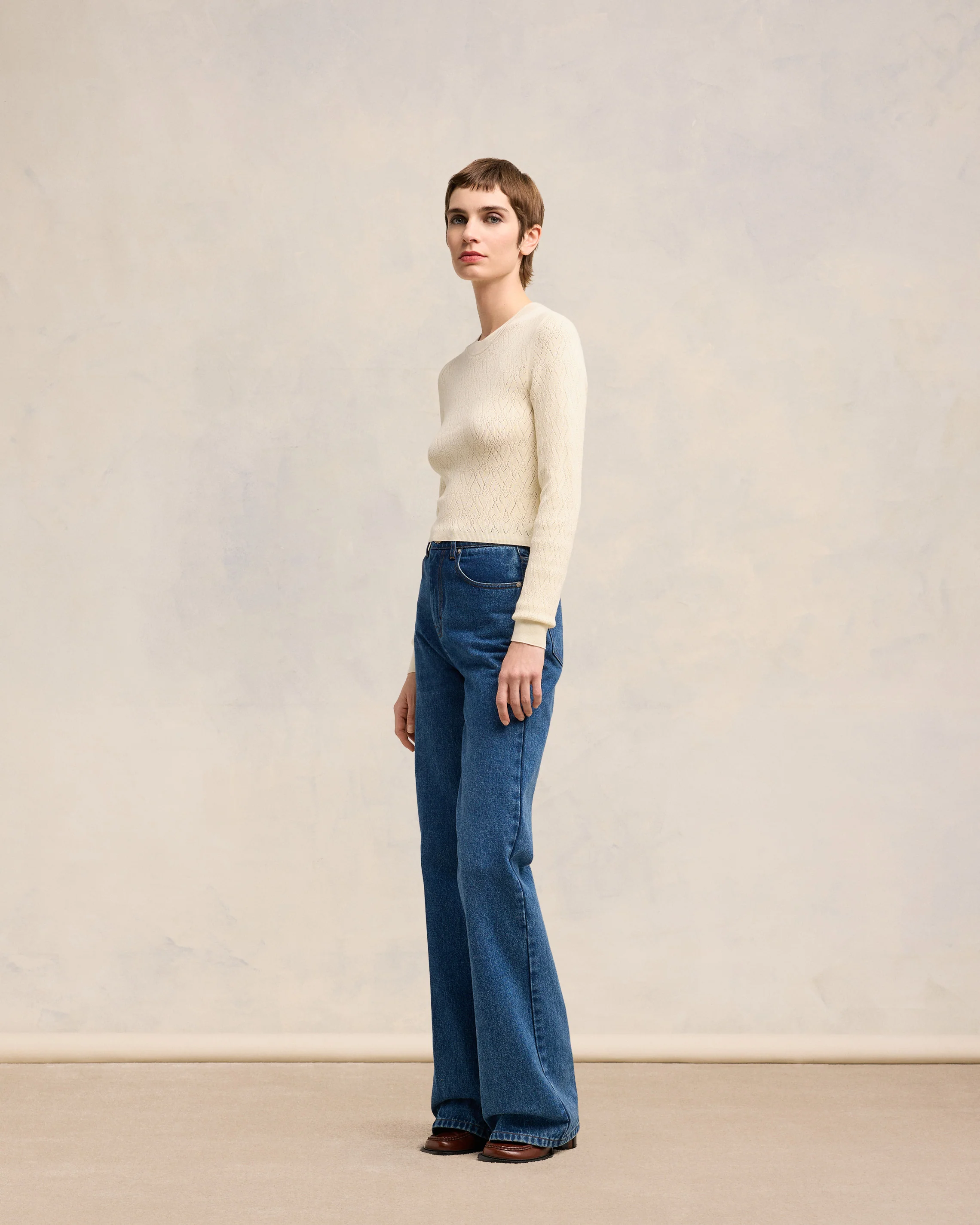 Ami de Coeur Pointelle Crew Neck Sweater