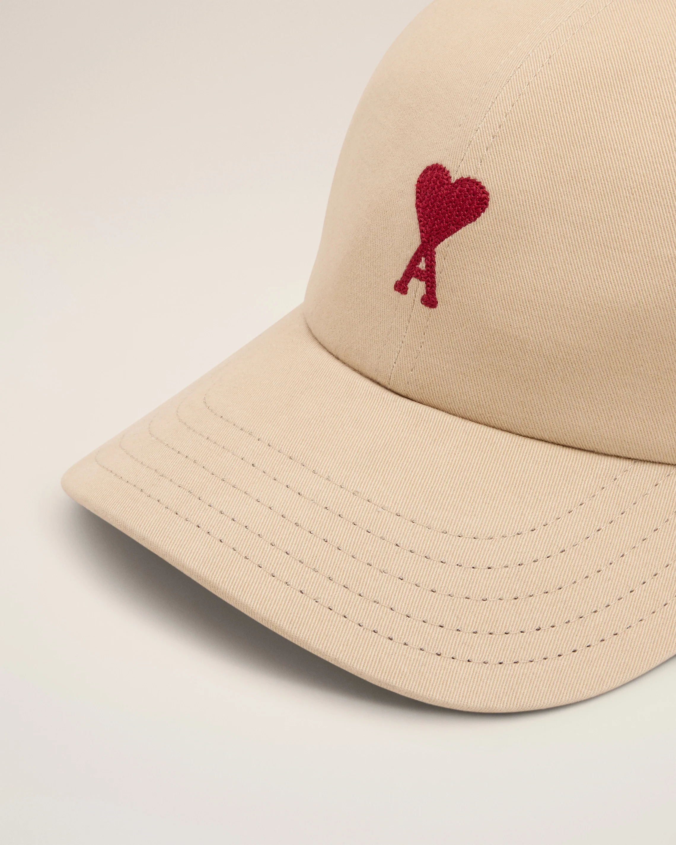 Beige Cotton Ami de Coeur Embroidery Cap