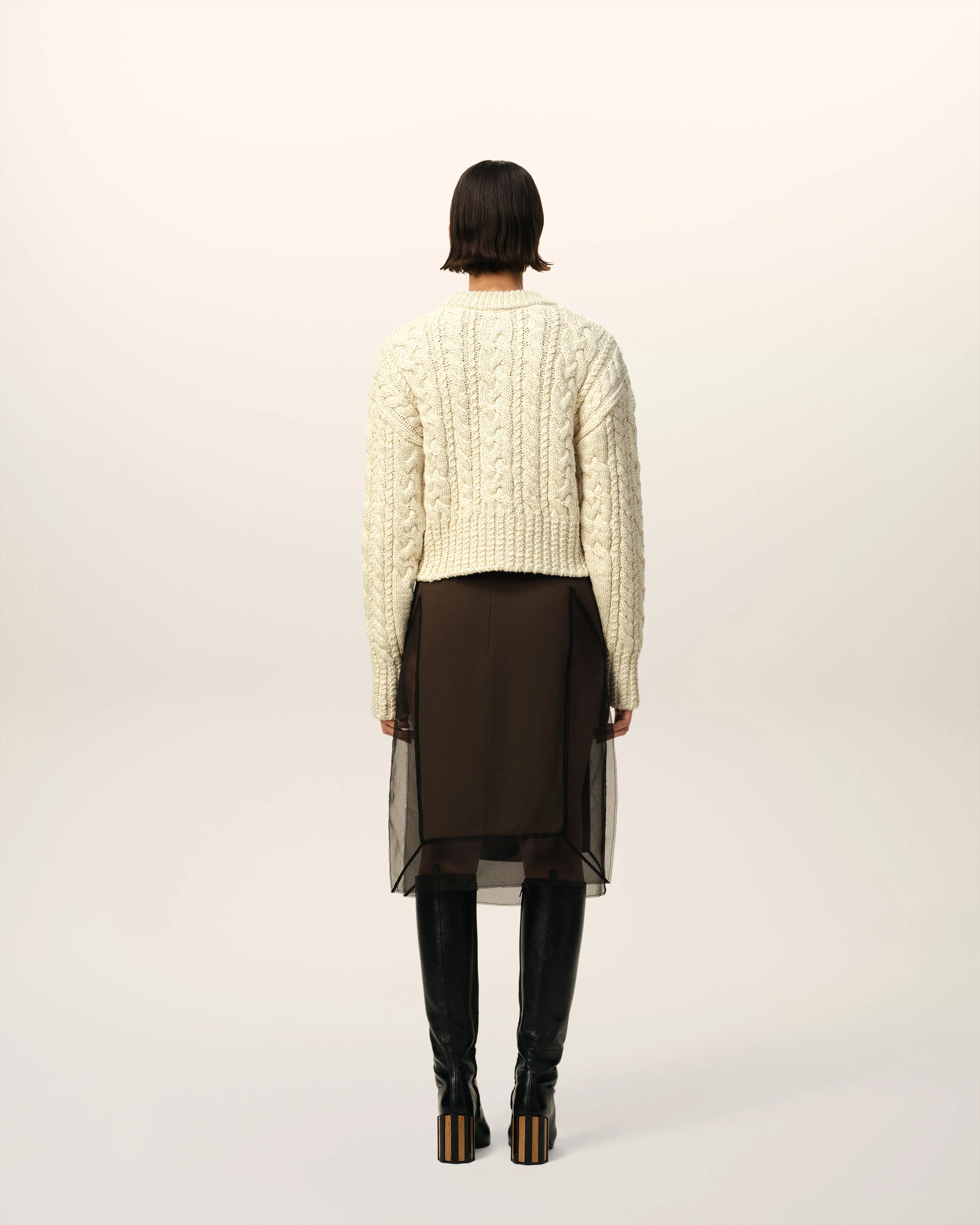 Cable Lurex Knit Short Sweater