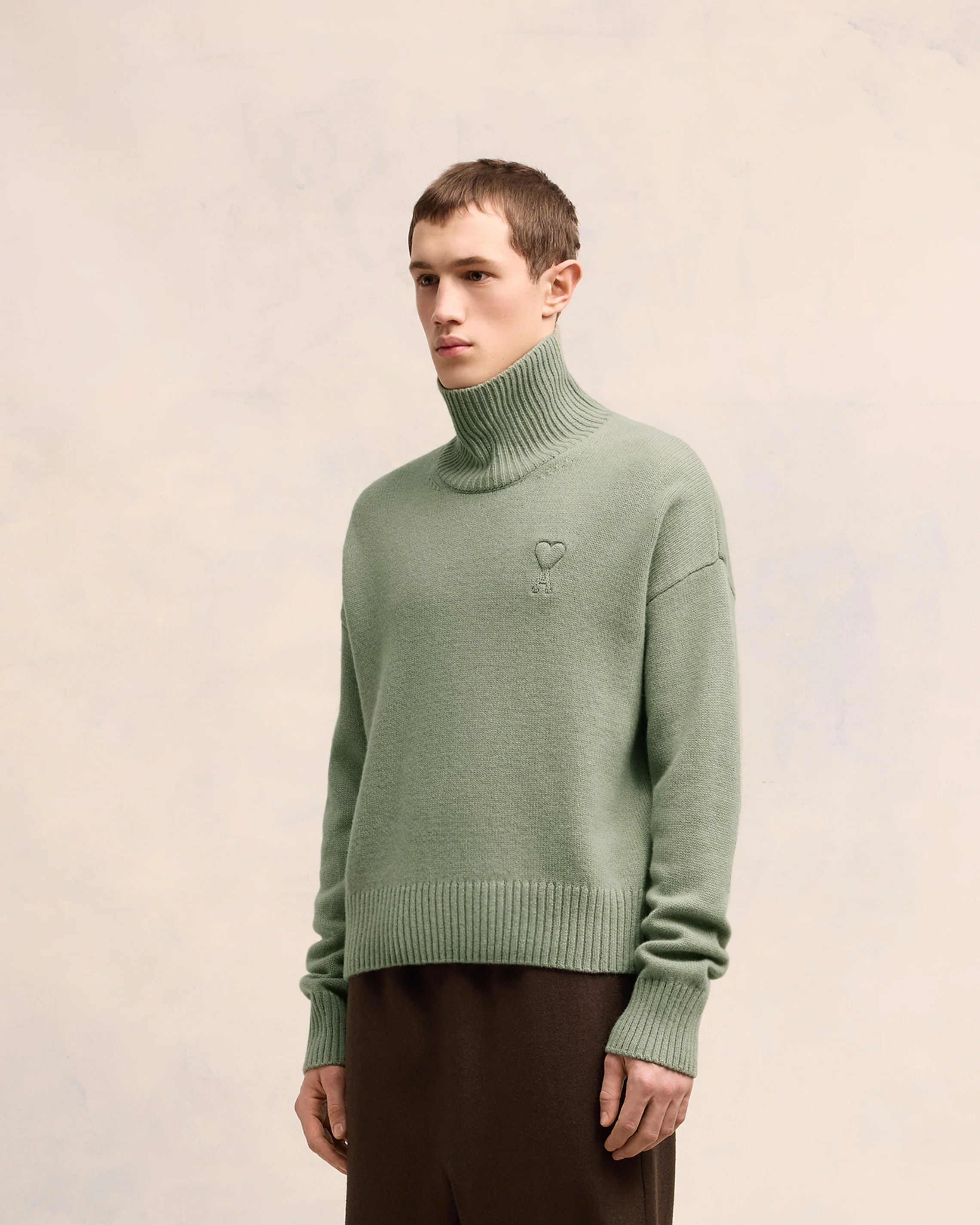 Embossed Ami de Coeur Funnel Neck Sweater