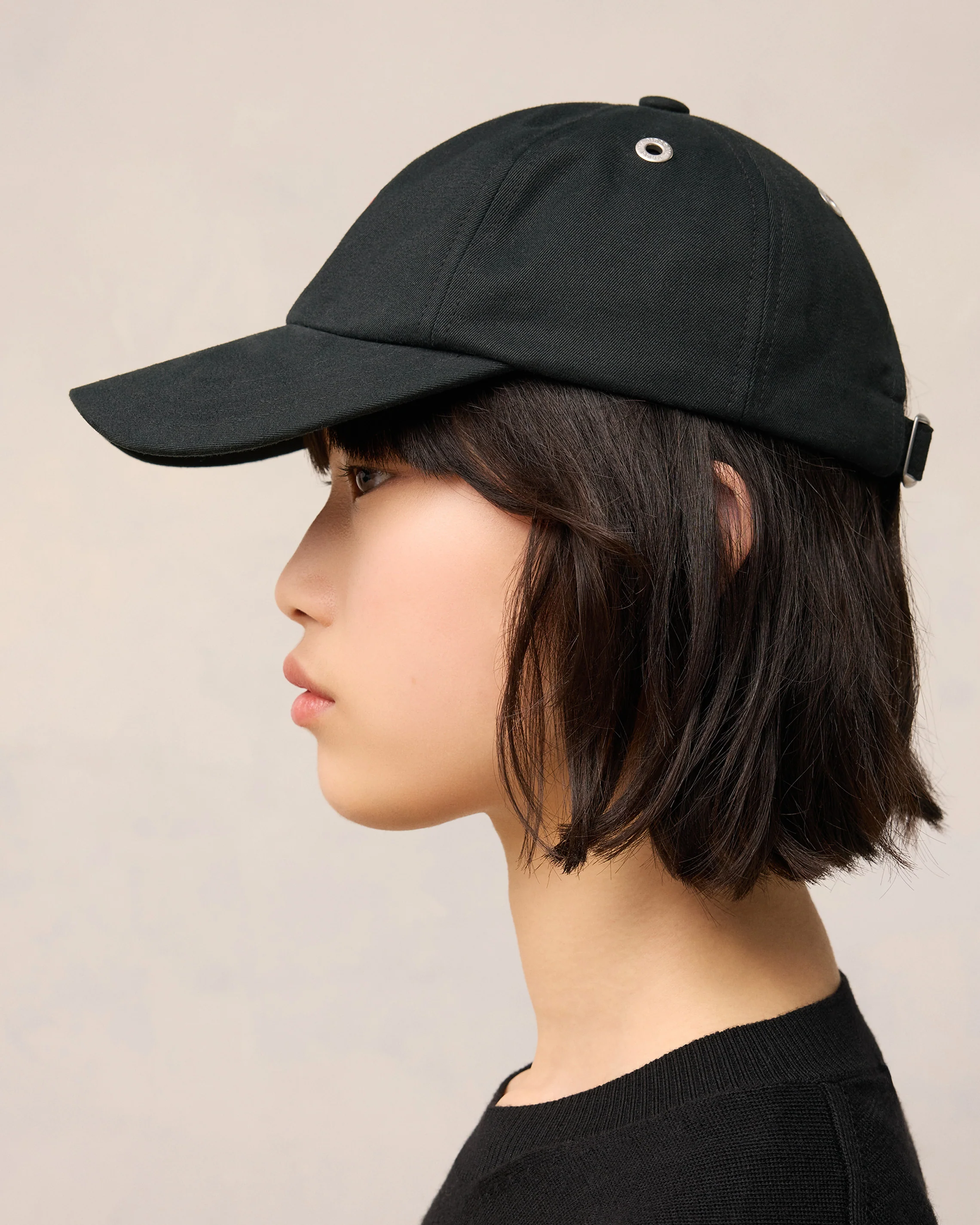Black Cotton Ami de Coeur Embroidery Cap