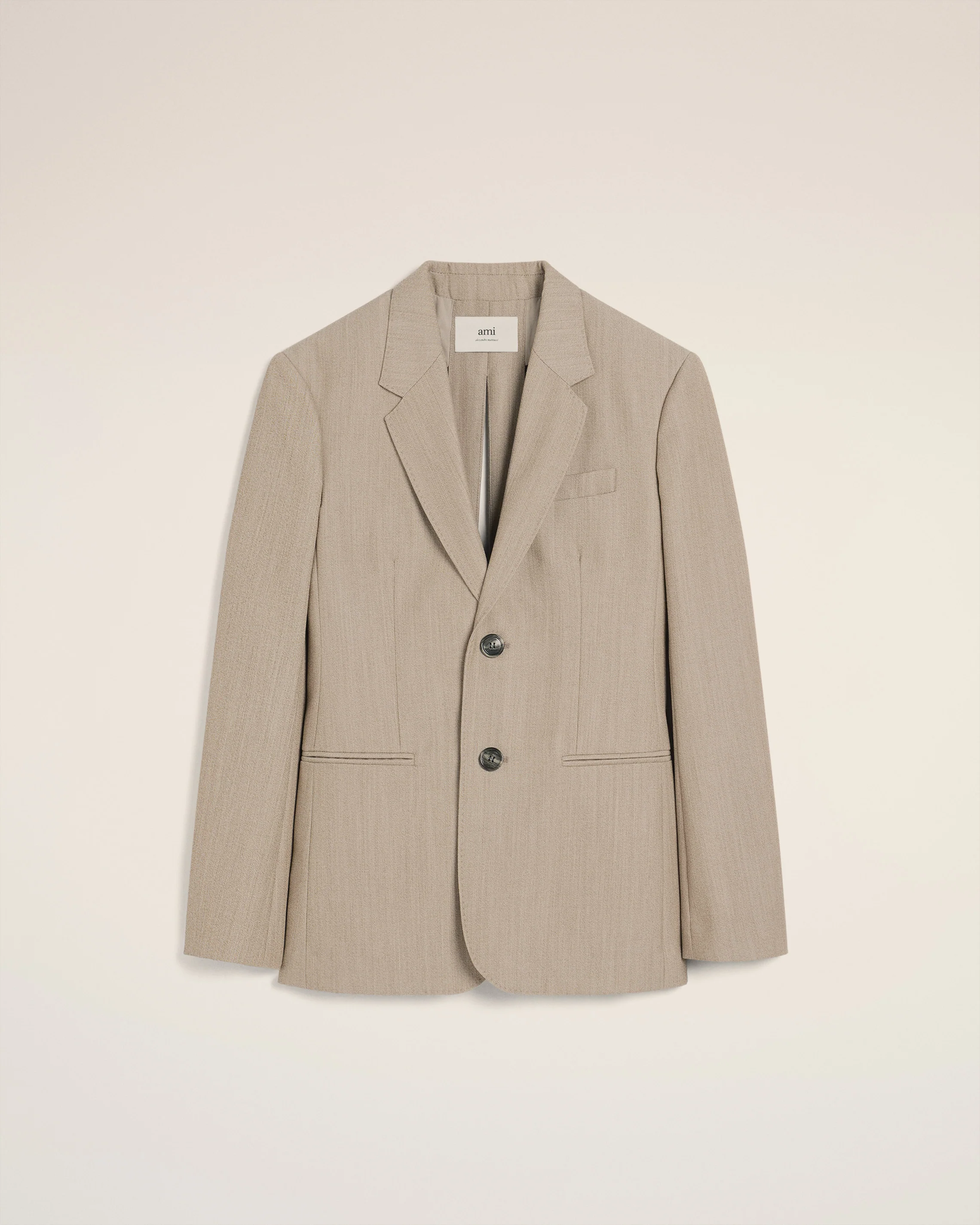 Beige Wool Back Slit Jacket