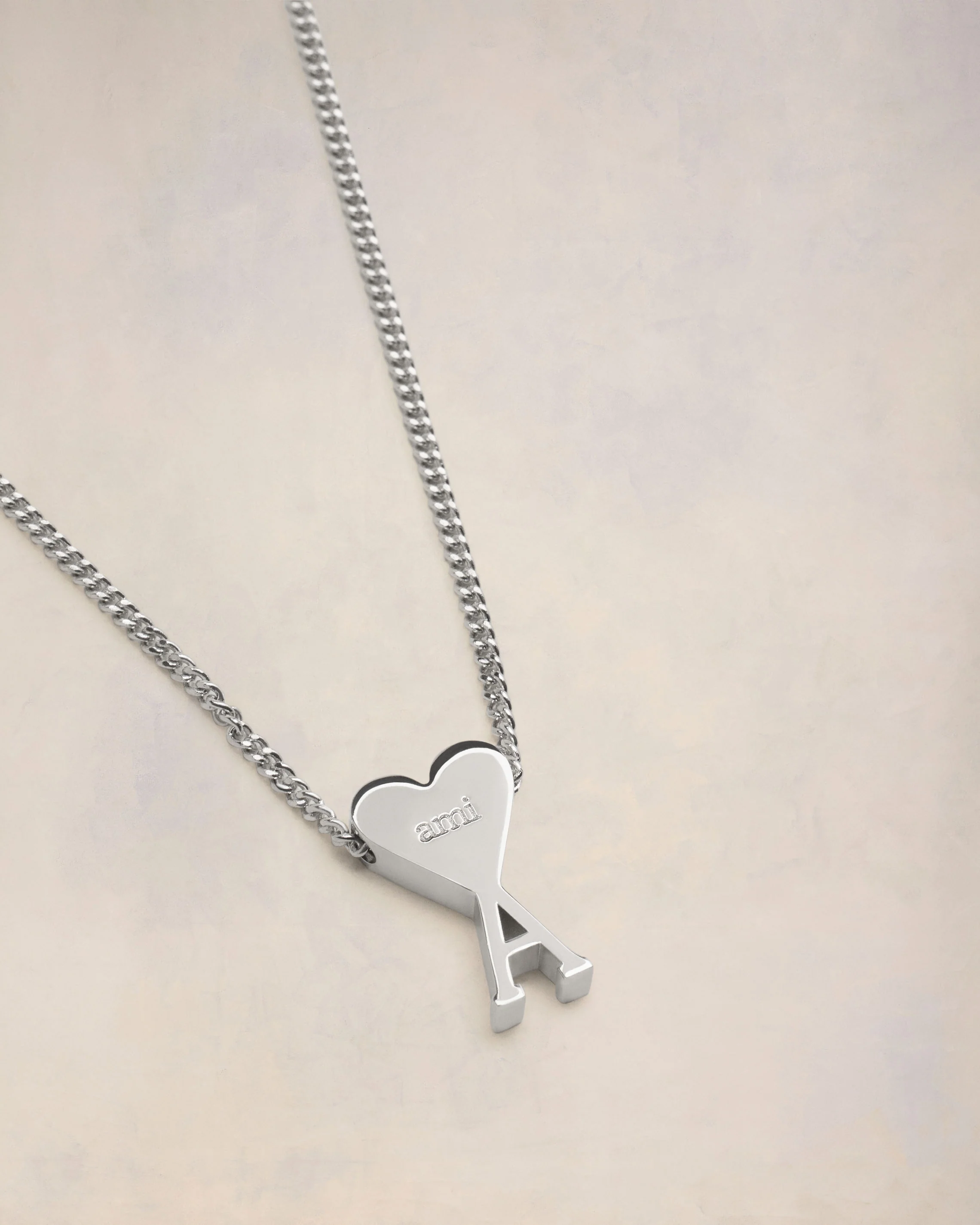Silver Brass Ami de Coeur Pendant Necklace