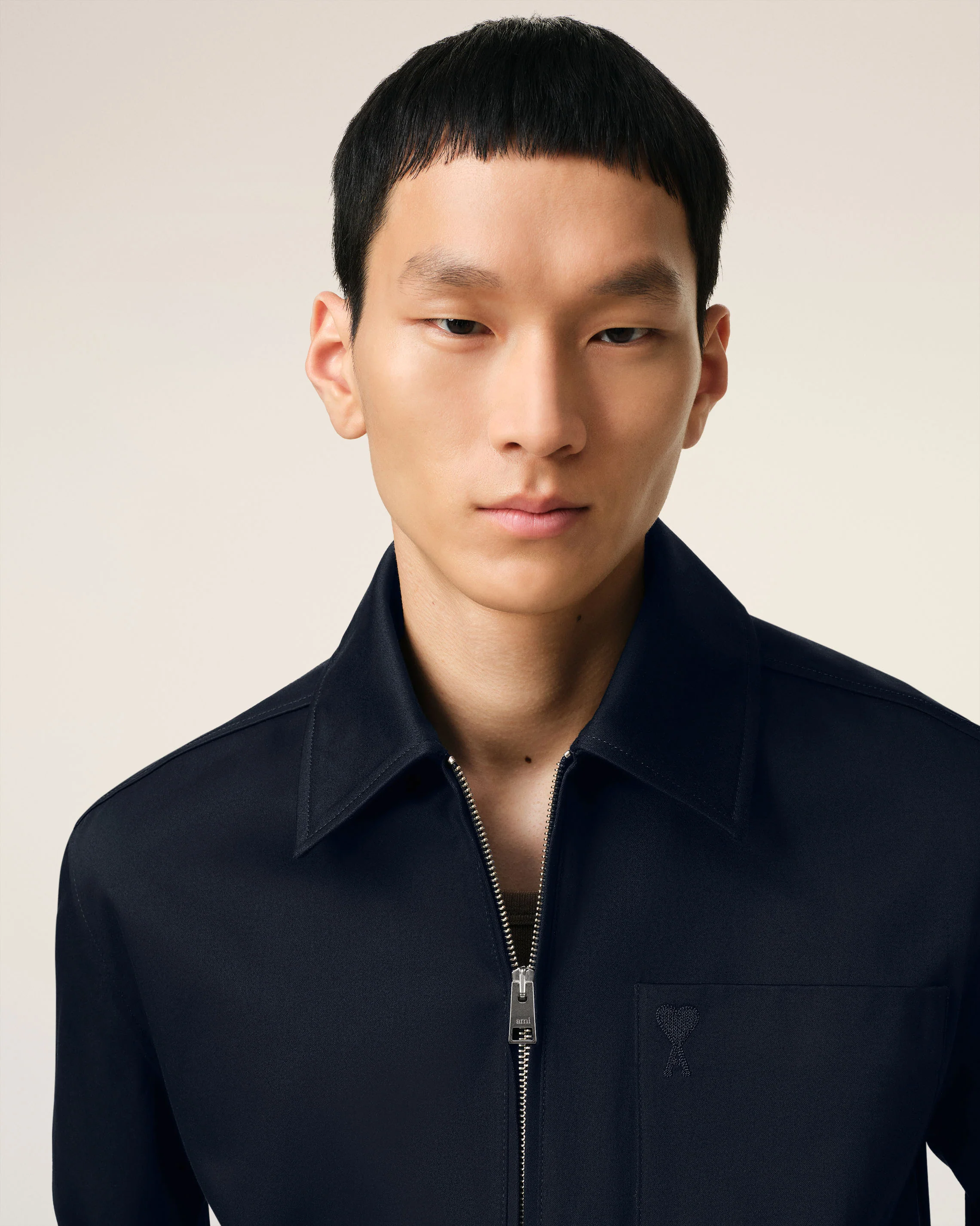 Navy Cotton Ami de Coeur Zipped Jacket