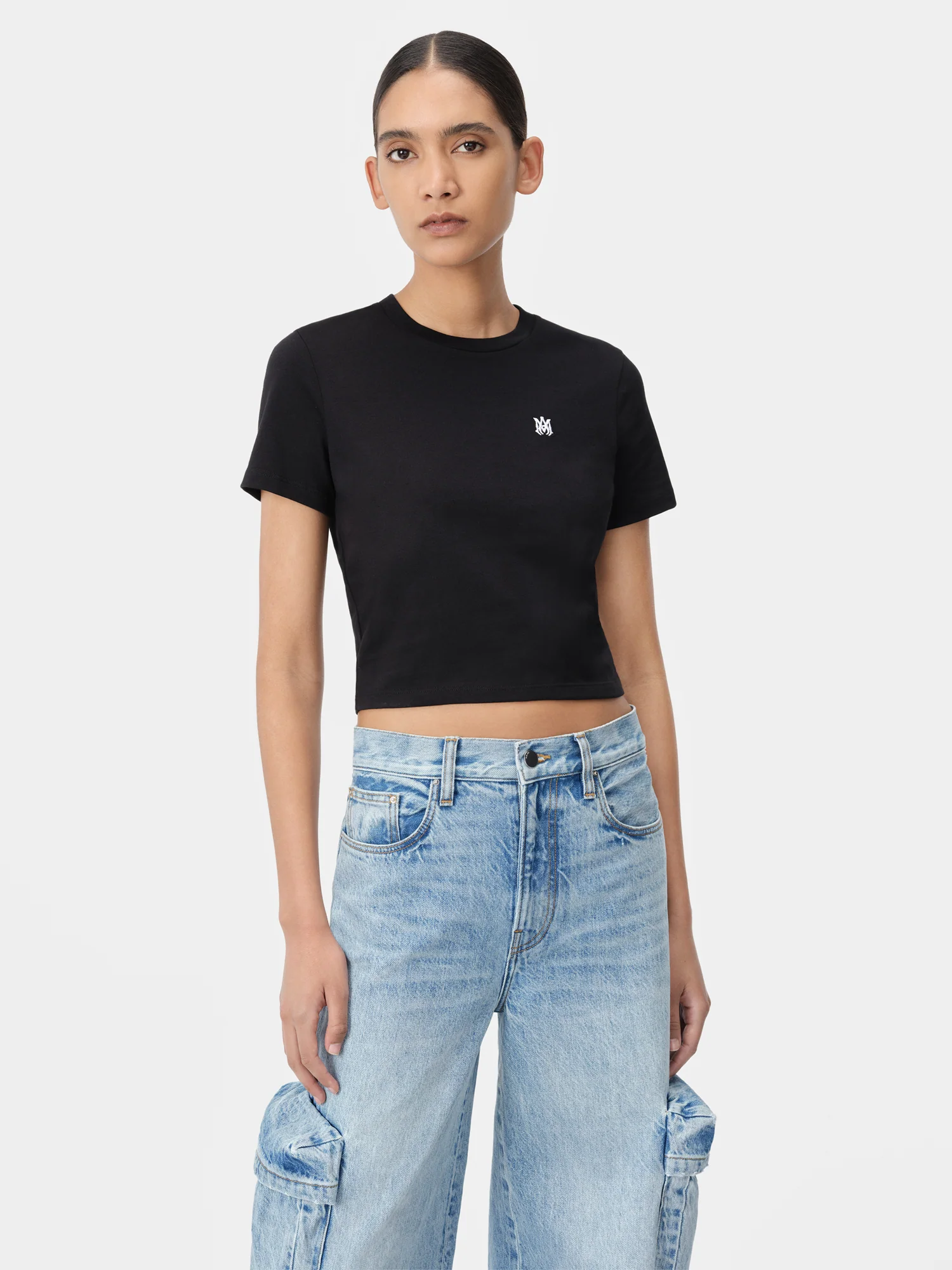 WOMEN - WOMEN'S MA EMBROIDERED BABY TEE - Black