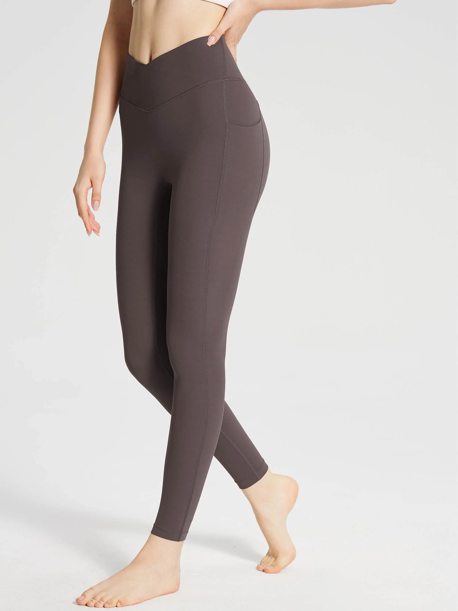 Lycra Cross-Waist High-Rise Leggings