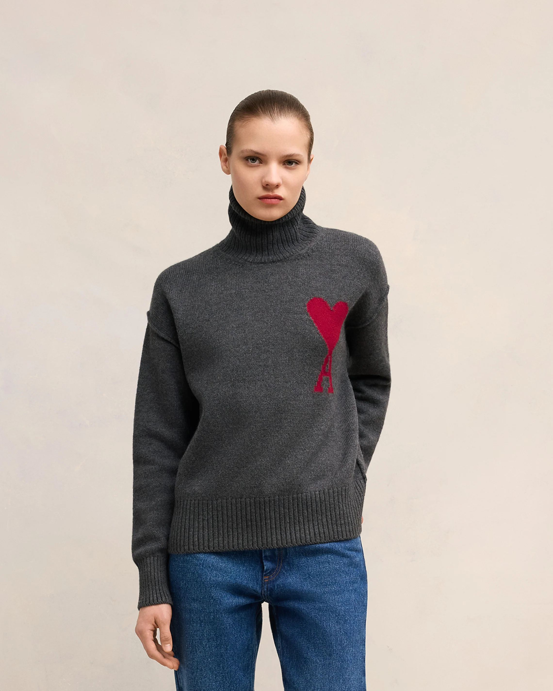 Grey Wool Ami de Coeur Sweater