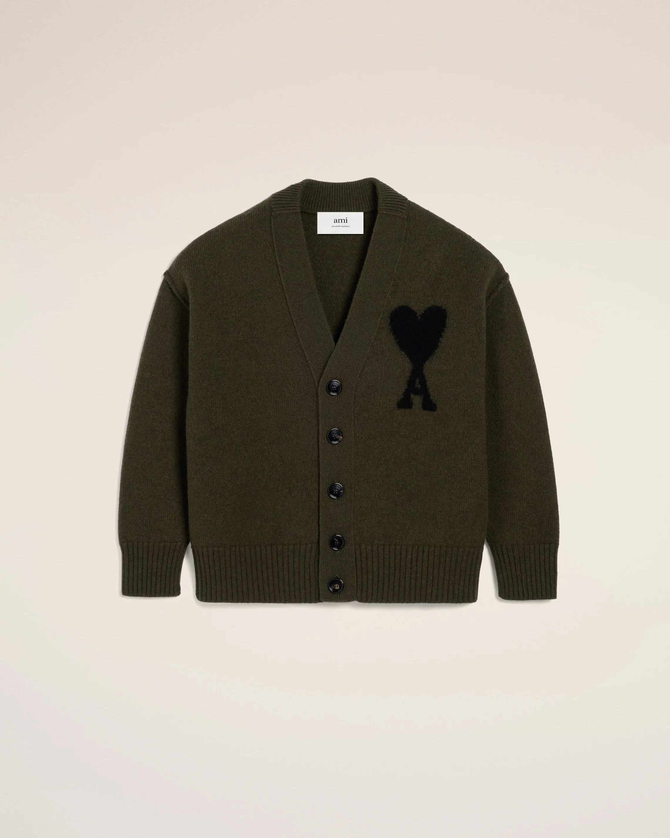 Khaki Wool Ami De Coeur Cardigan