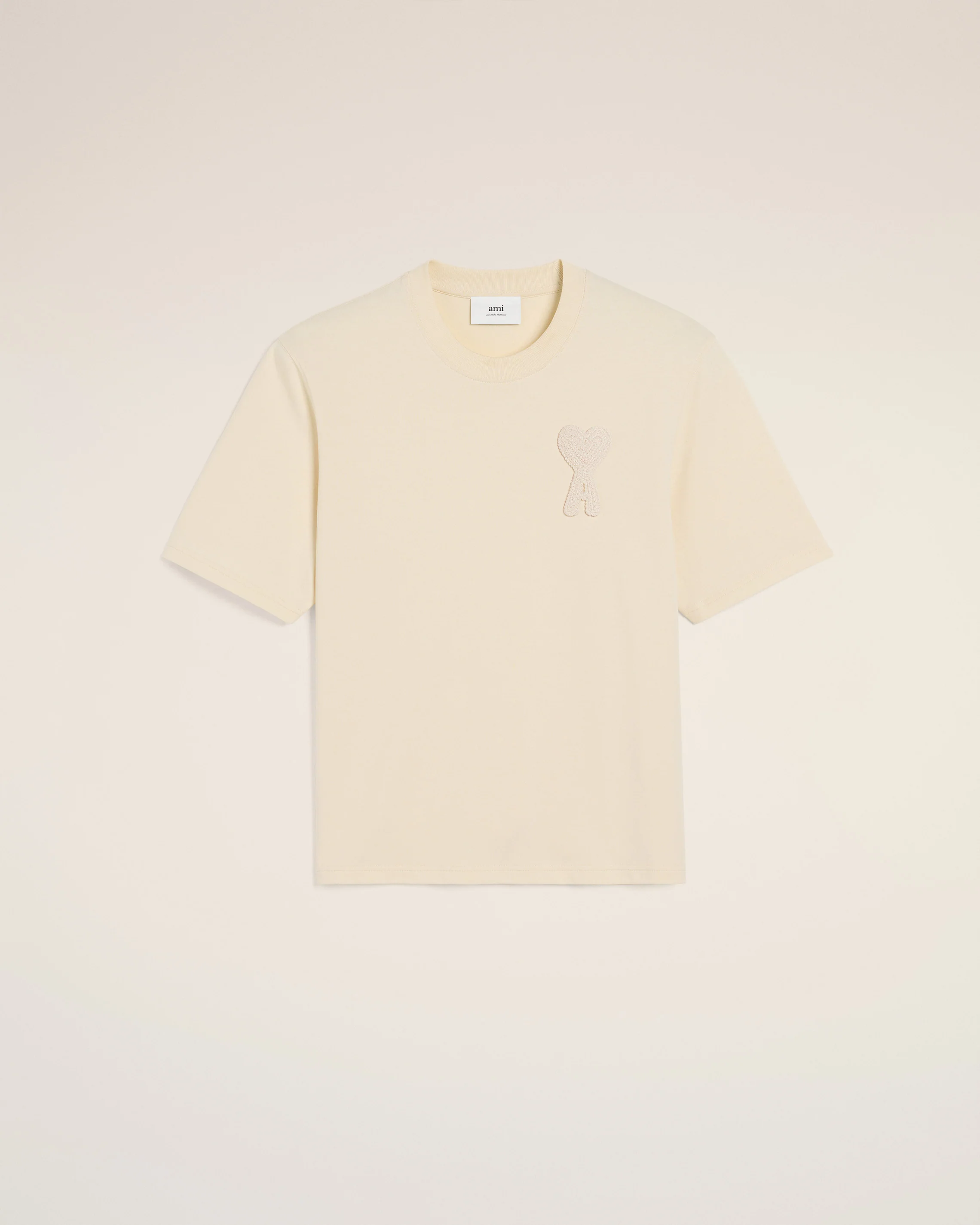 Beige Cotton Ami de Coeur Patch T-Shirt
