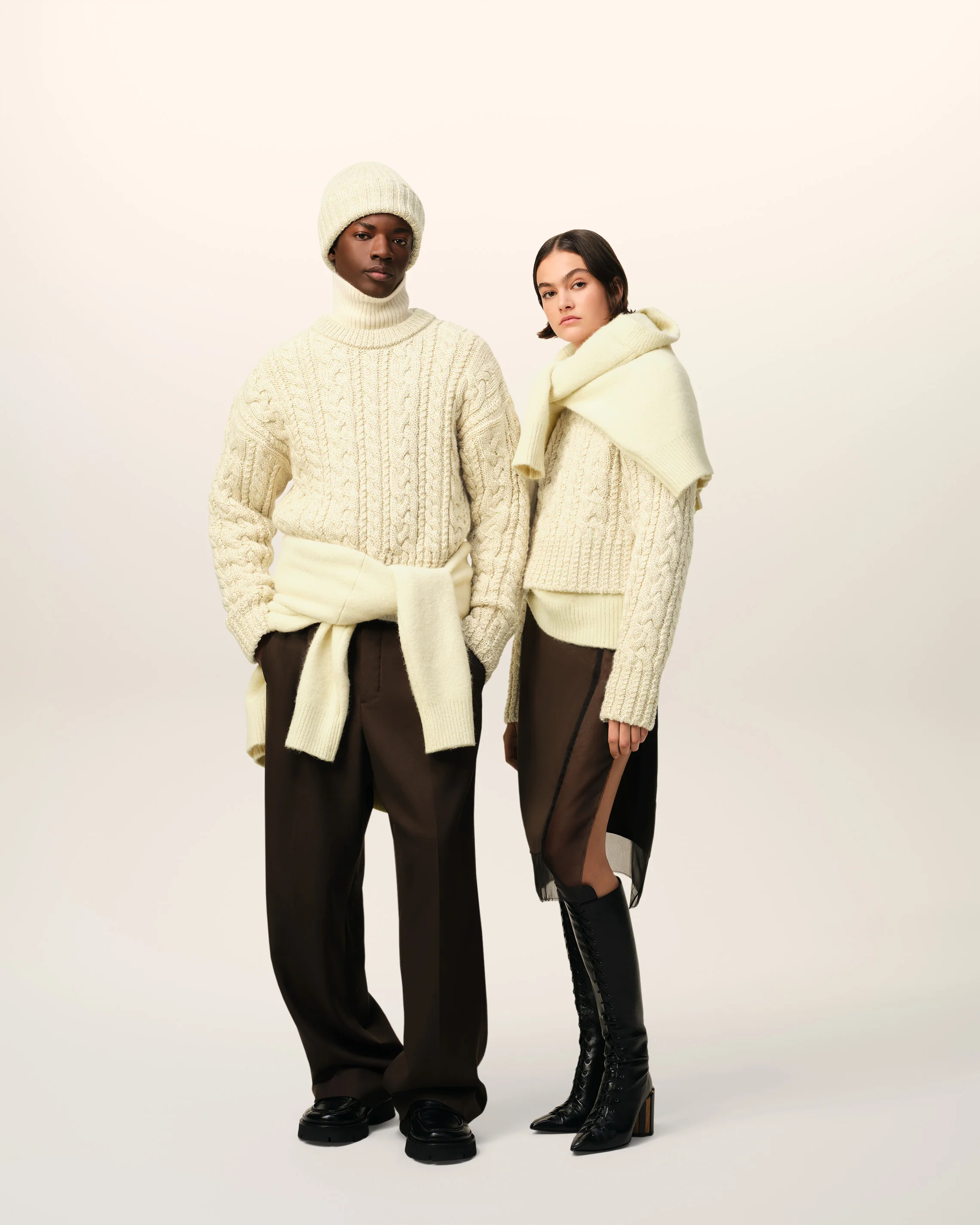 Cable Lurex Knit Short Sweater