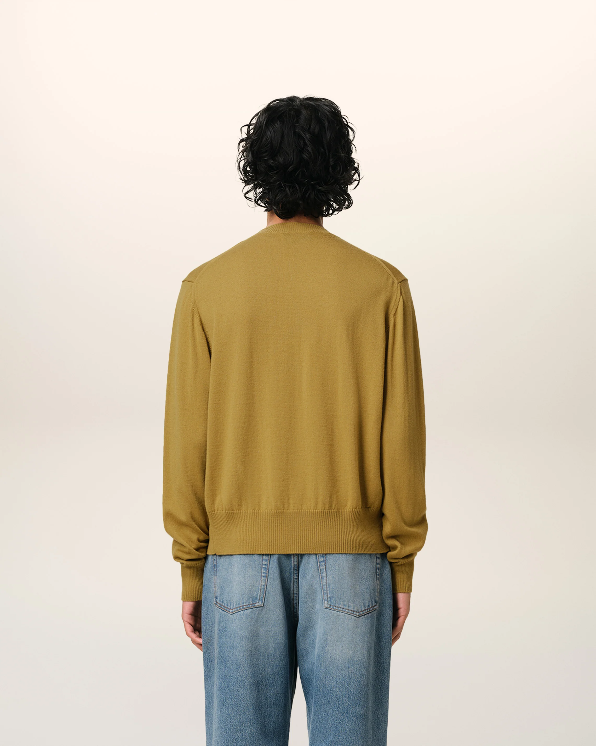 Mustard Wool Ami de Coeur Crew Neck Sweater