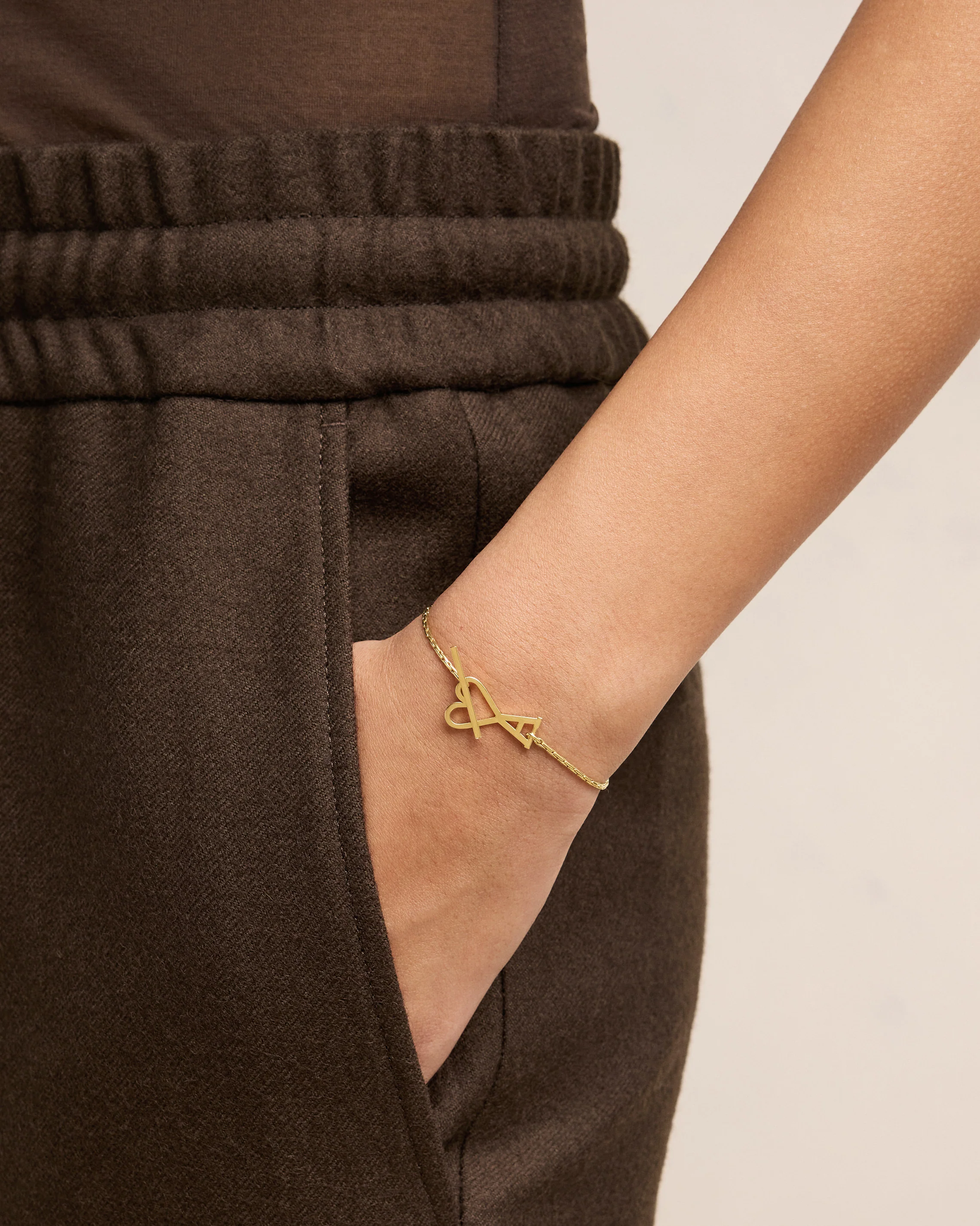 Gold Brass Ami de Coeur Chain Bracelet