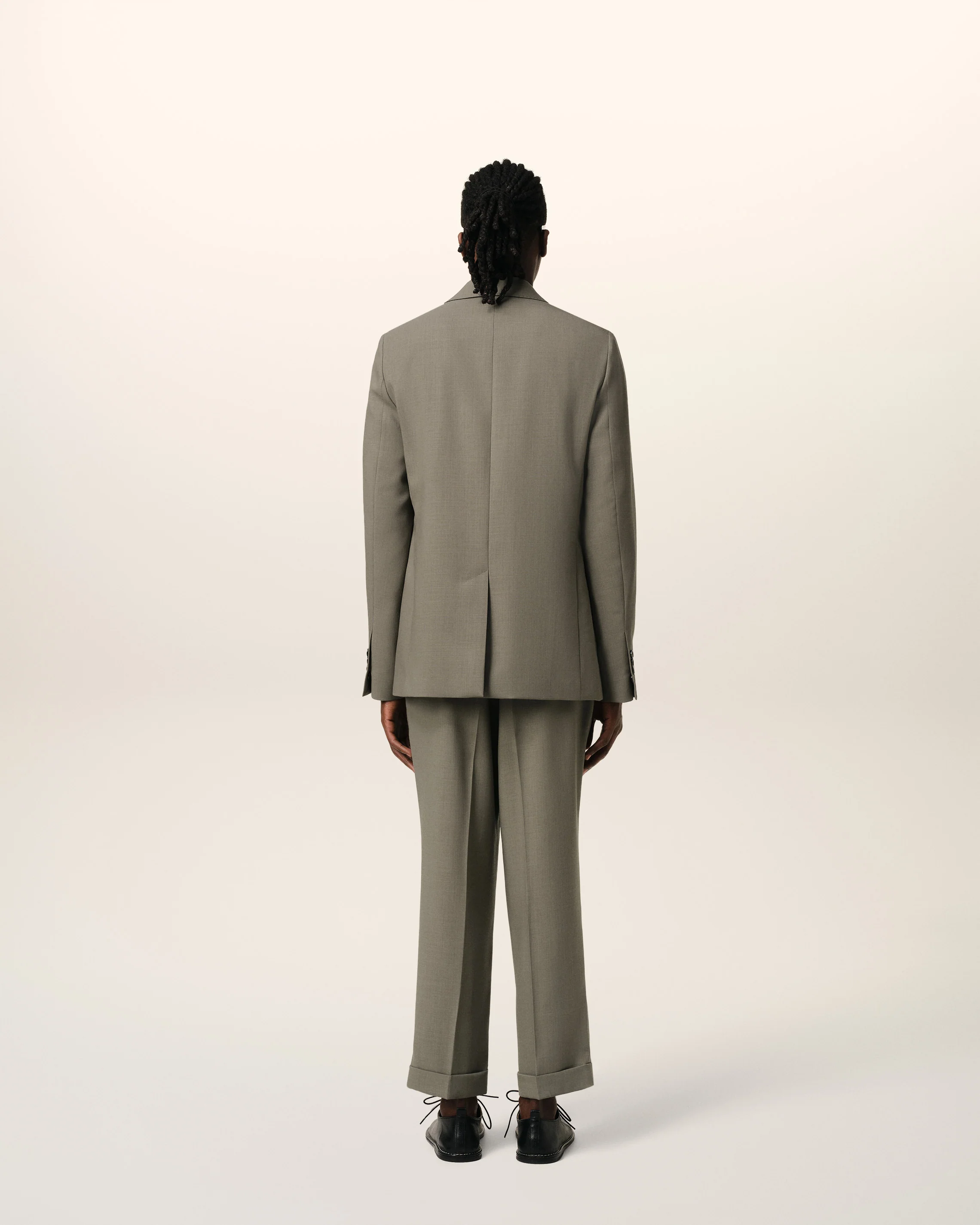 Taupe Wool Two Buttons Jacket