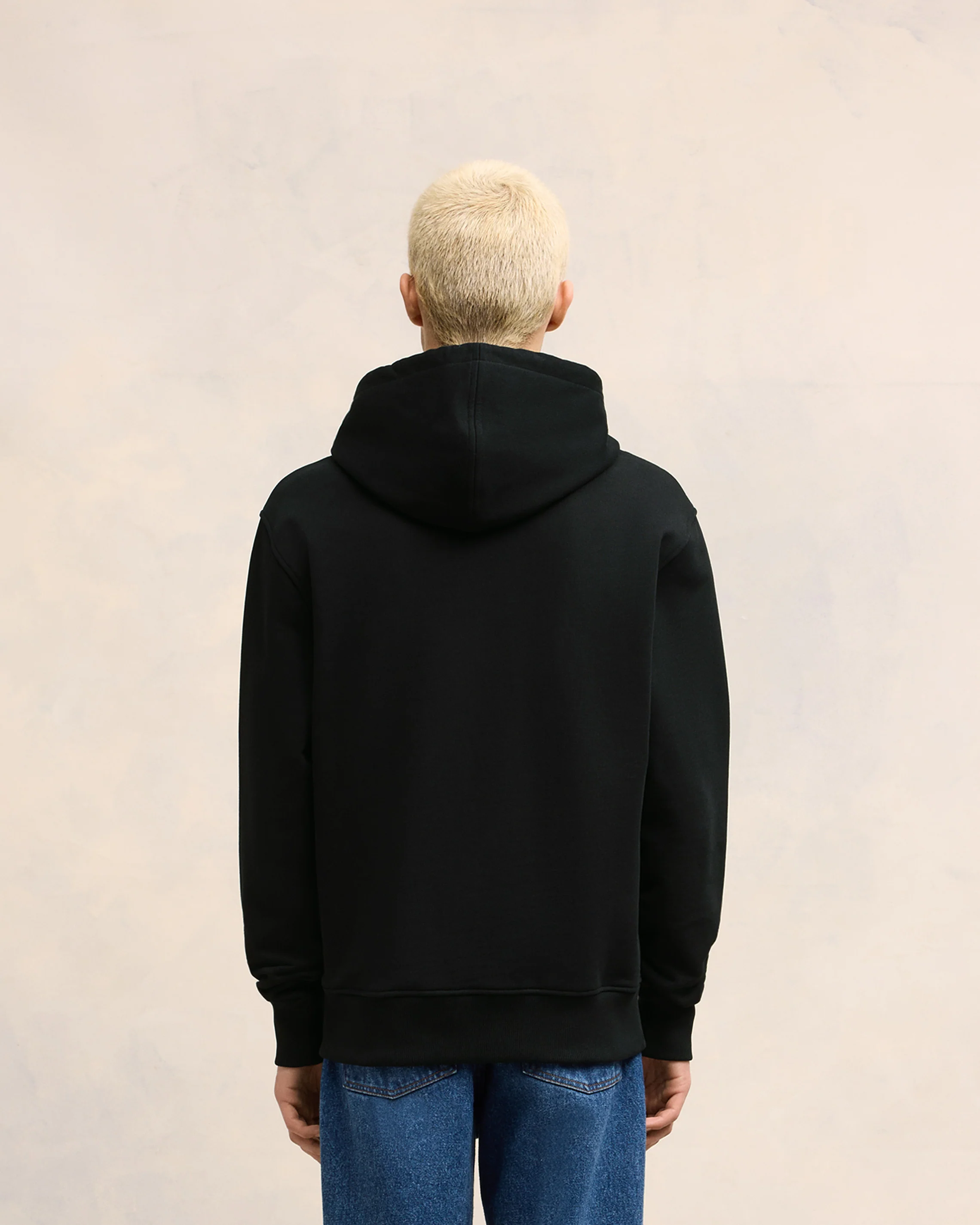 Black Cotton Ami de Coeur Zipped Hoodie