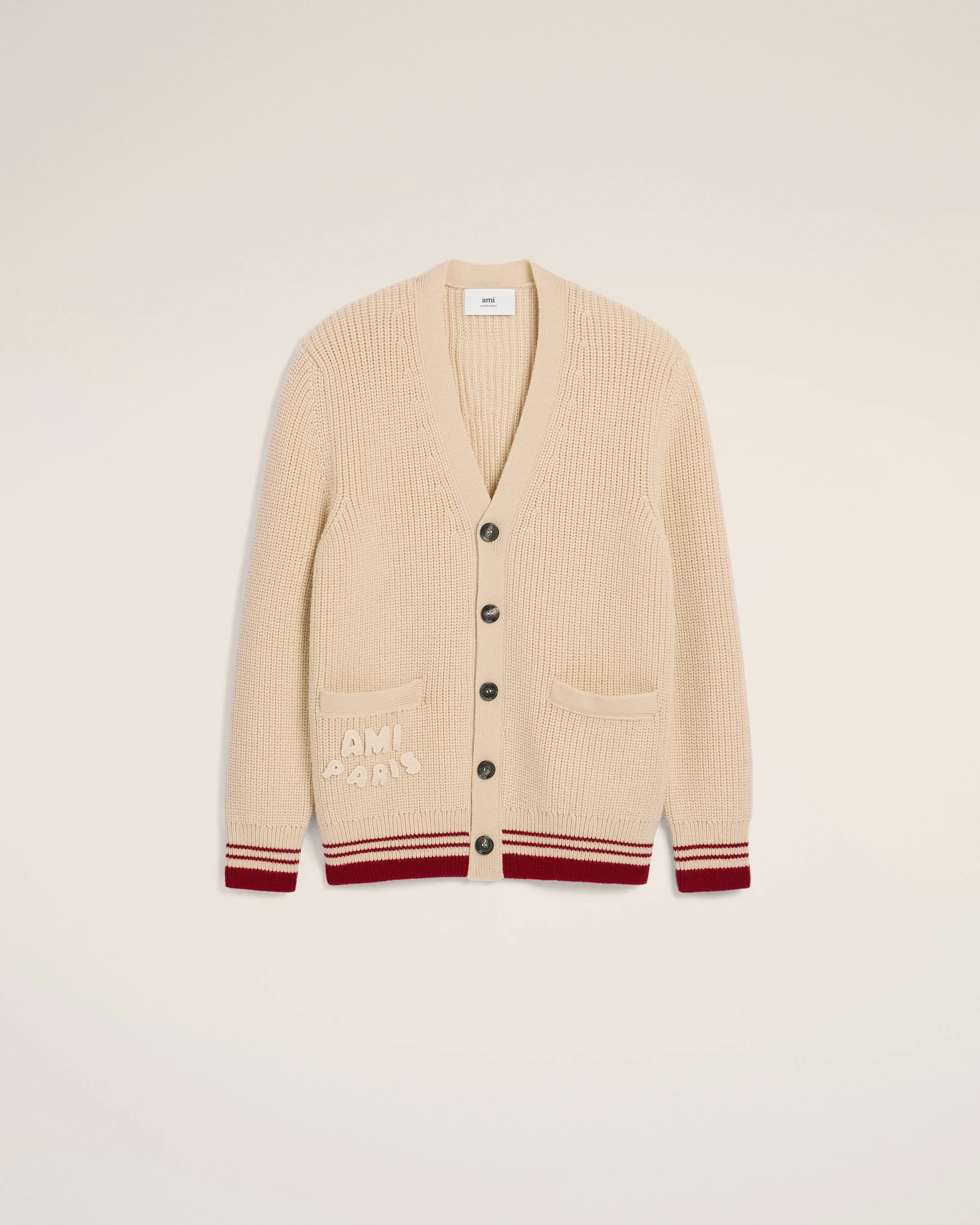 Beige Wool Ribbed Sweater