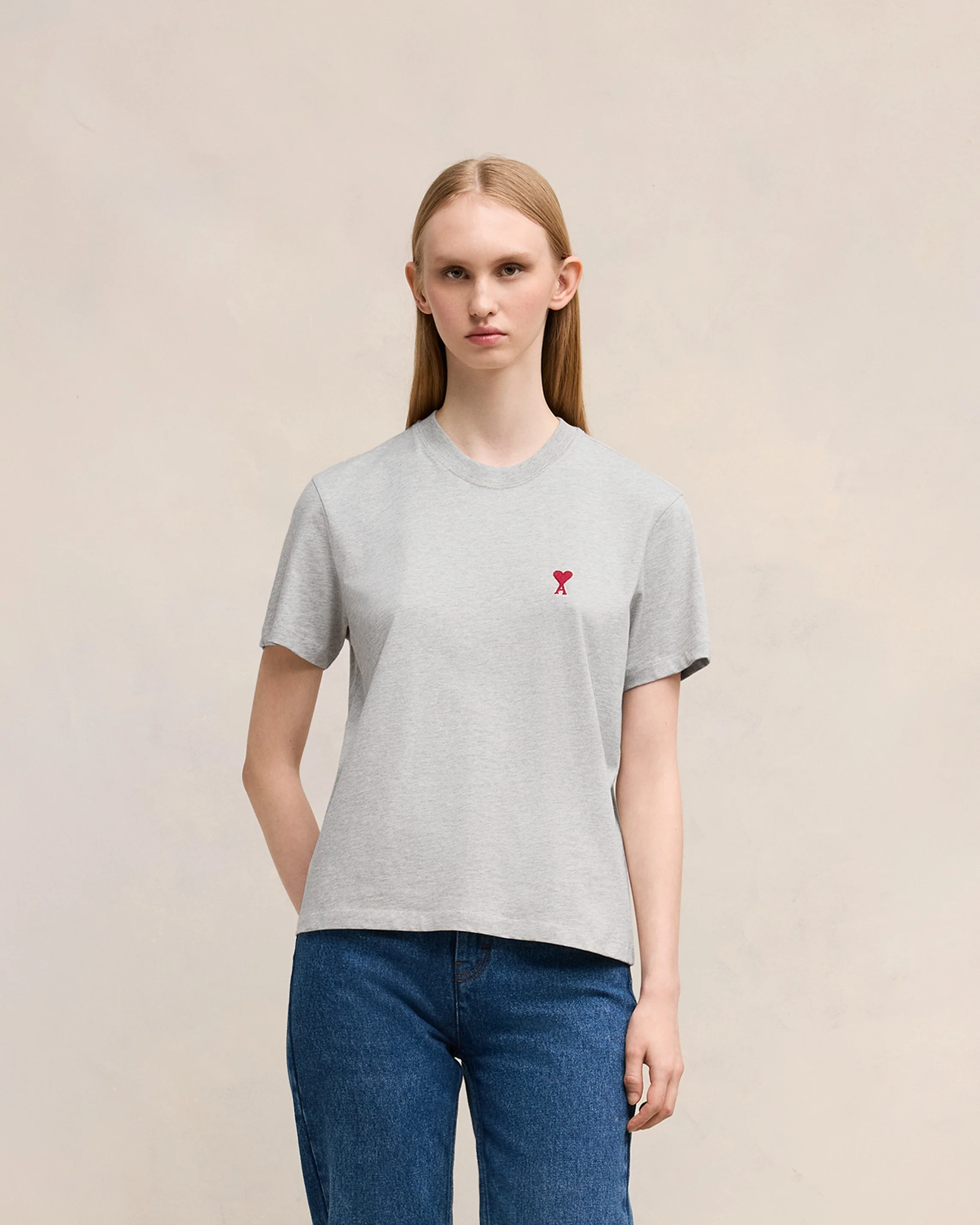 Grey Cotton Ami de Coeur T-Shirt