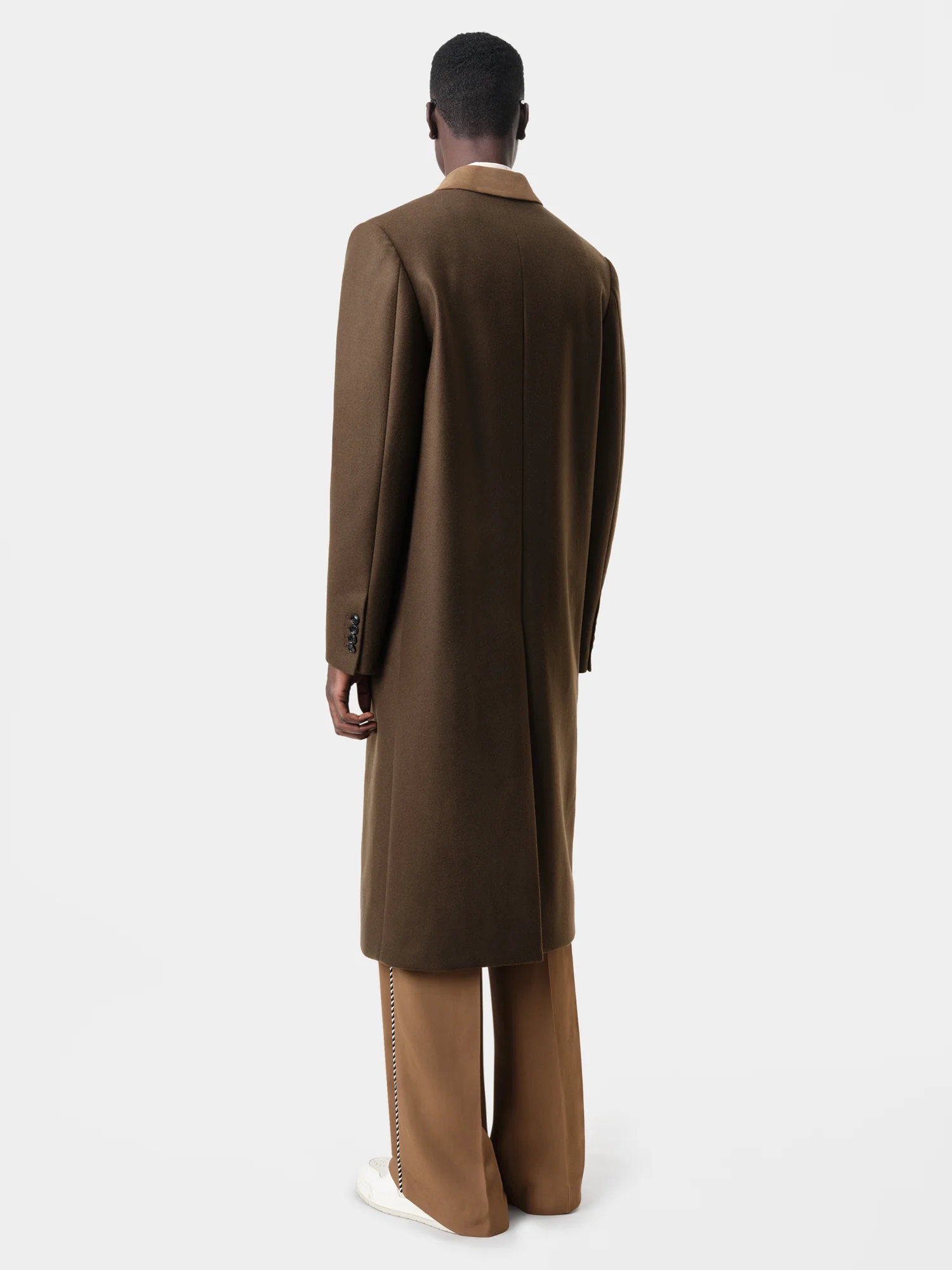 DOUBLE-BREASTED OVERCOAT - Dark Brown