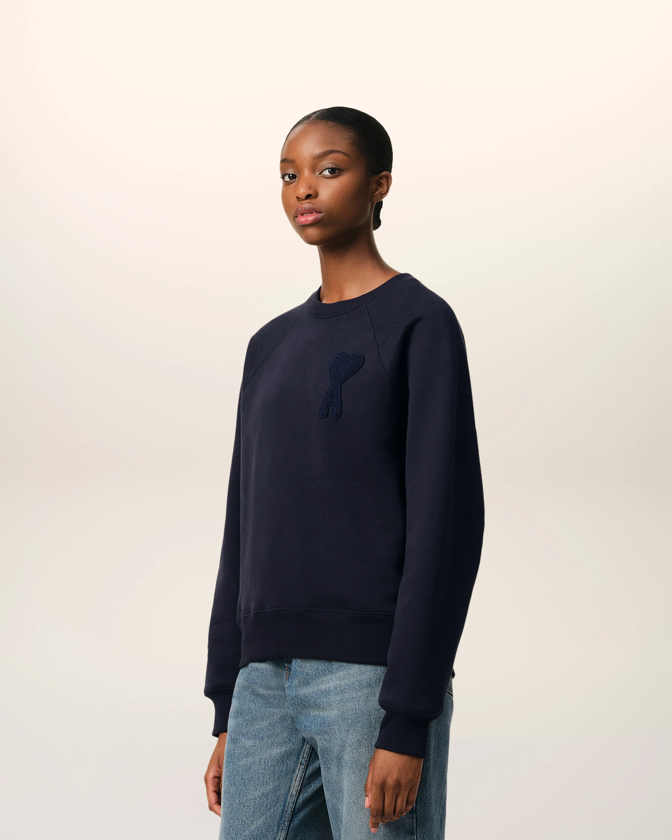 Navy Cotton Ami de Coeur Patch Sweatshirt