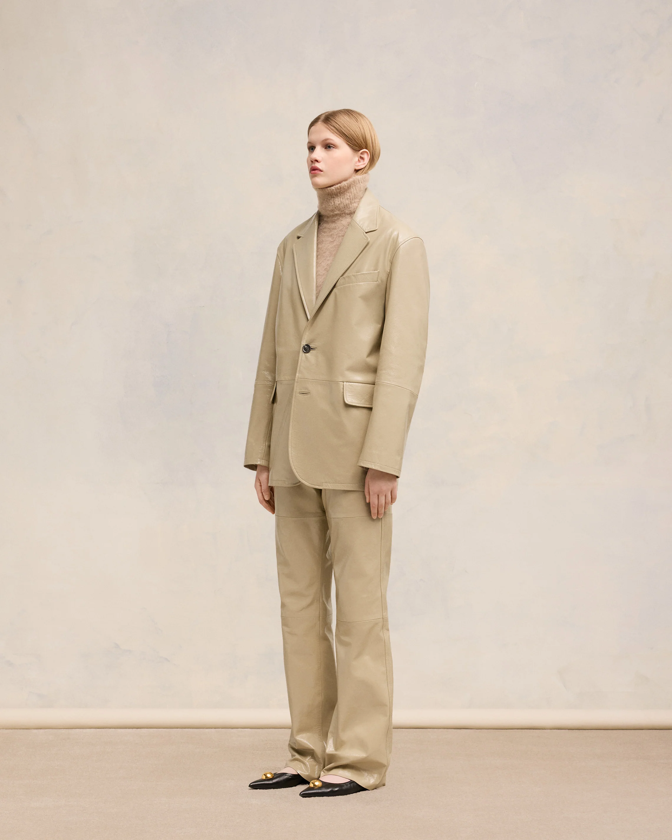 Leather Two Buttons Jacket