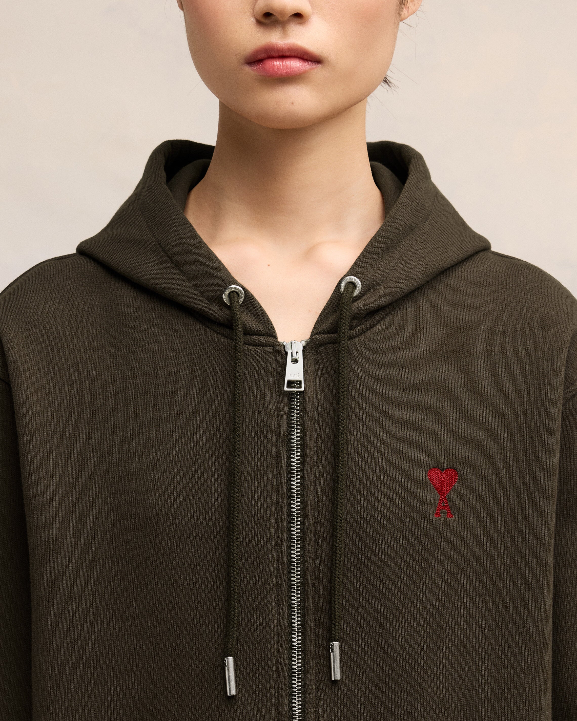 Red Zipped Ami de Coeur Hoodie