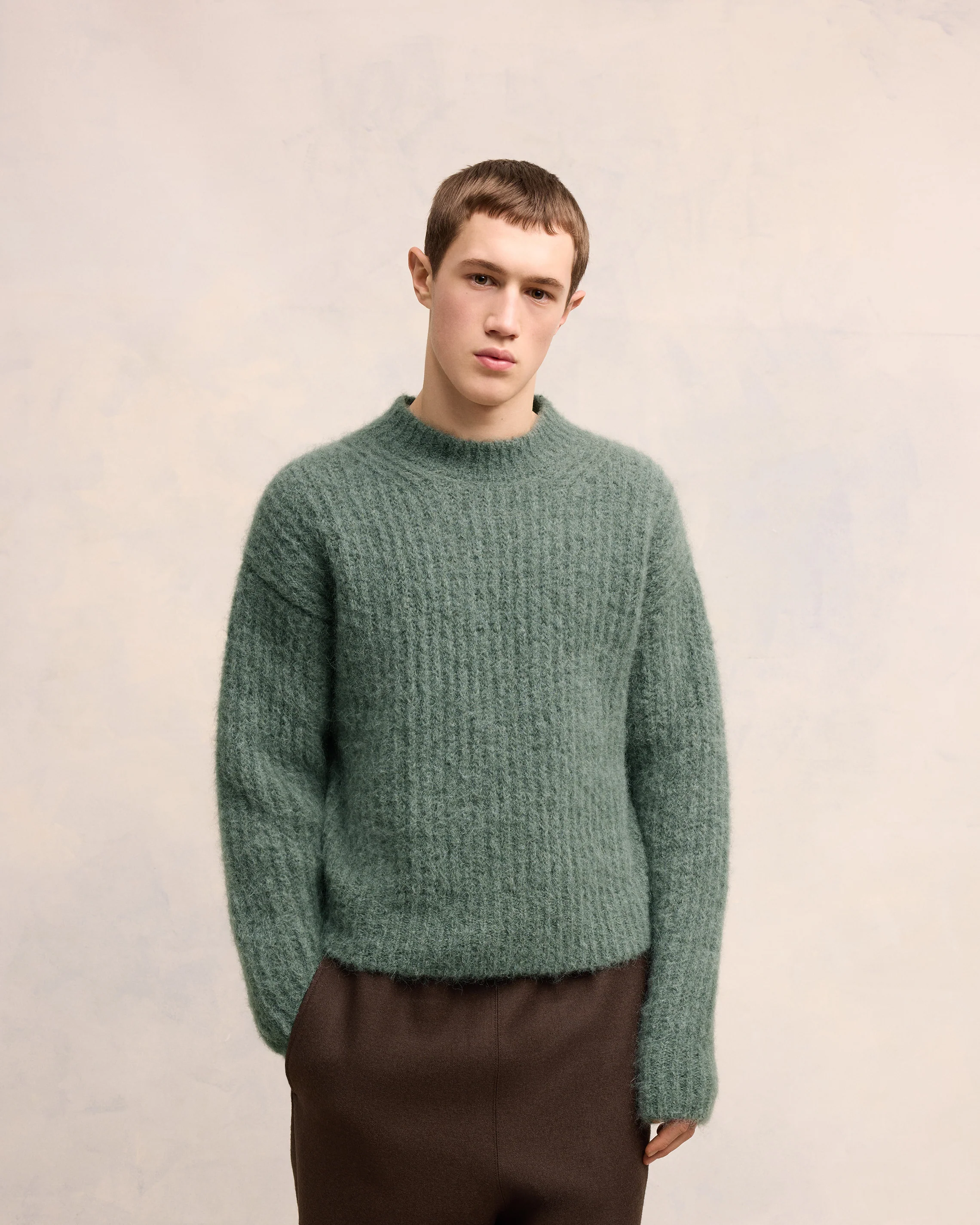 Alpaca Mohair Ribbed Sweater