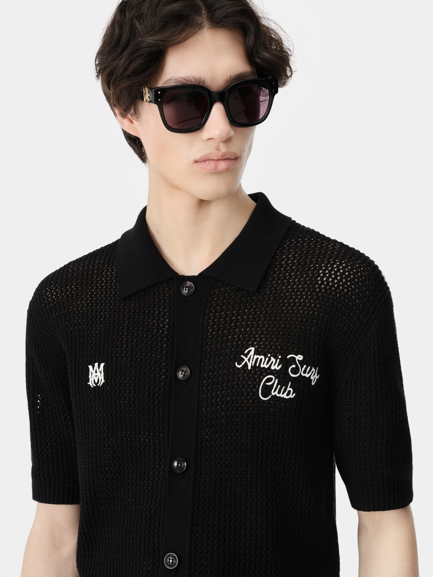 AMIRI SURF CLUB CROTCHET POLO - Black
