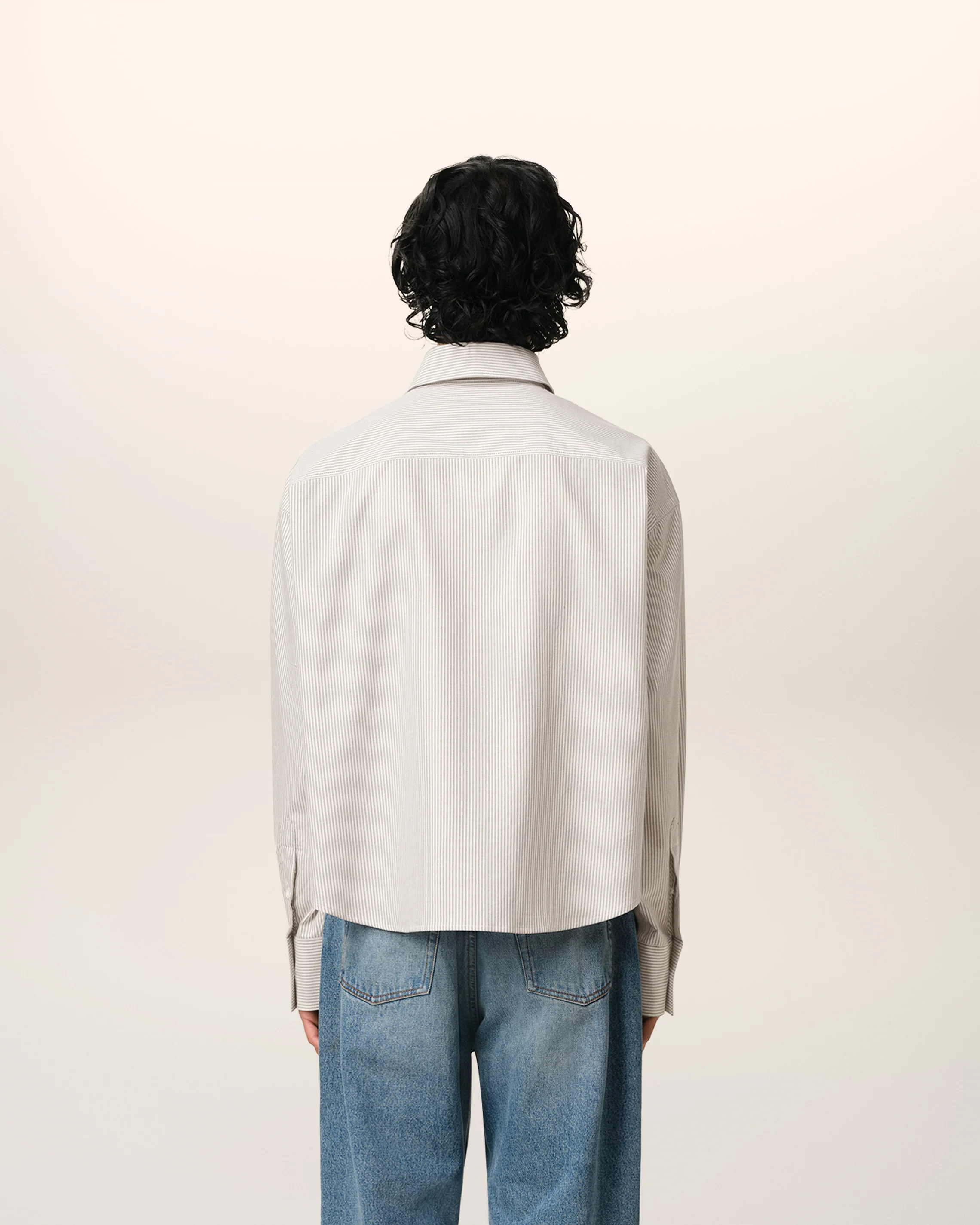 Green Cotton Cropped Oversized Shirt